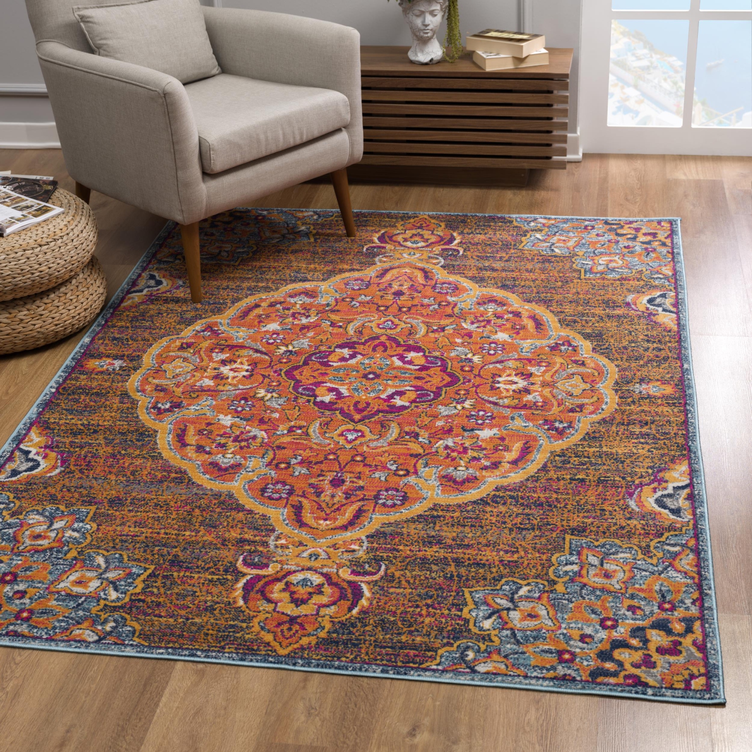 Rug Branch Floria Traditional Floral Medallion Indoor Area Rug
