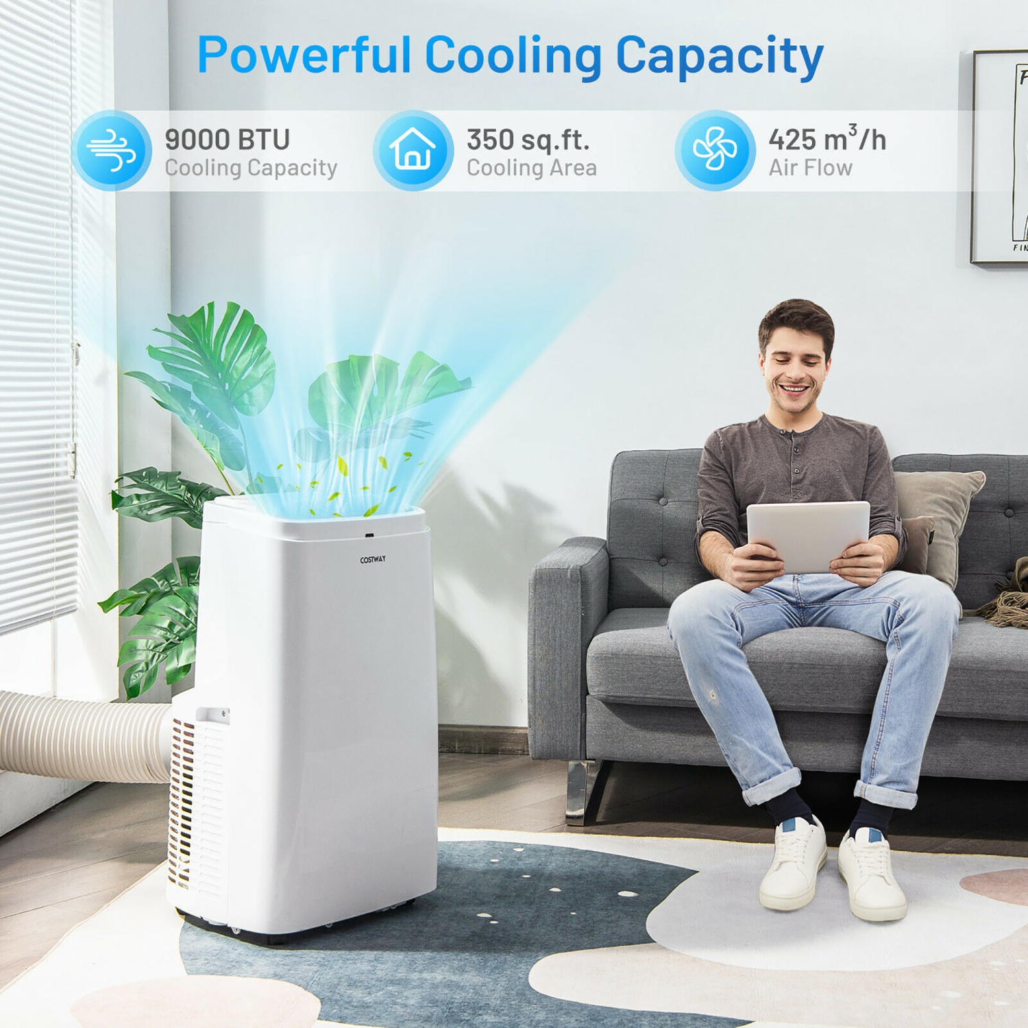 Costway 9,000BTU Portable Air Conditioner 3-in-1 Air Cooler Fan Dehumidifier w/ Remote