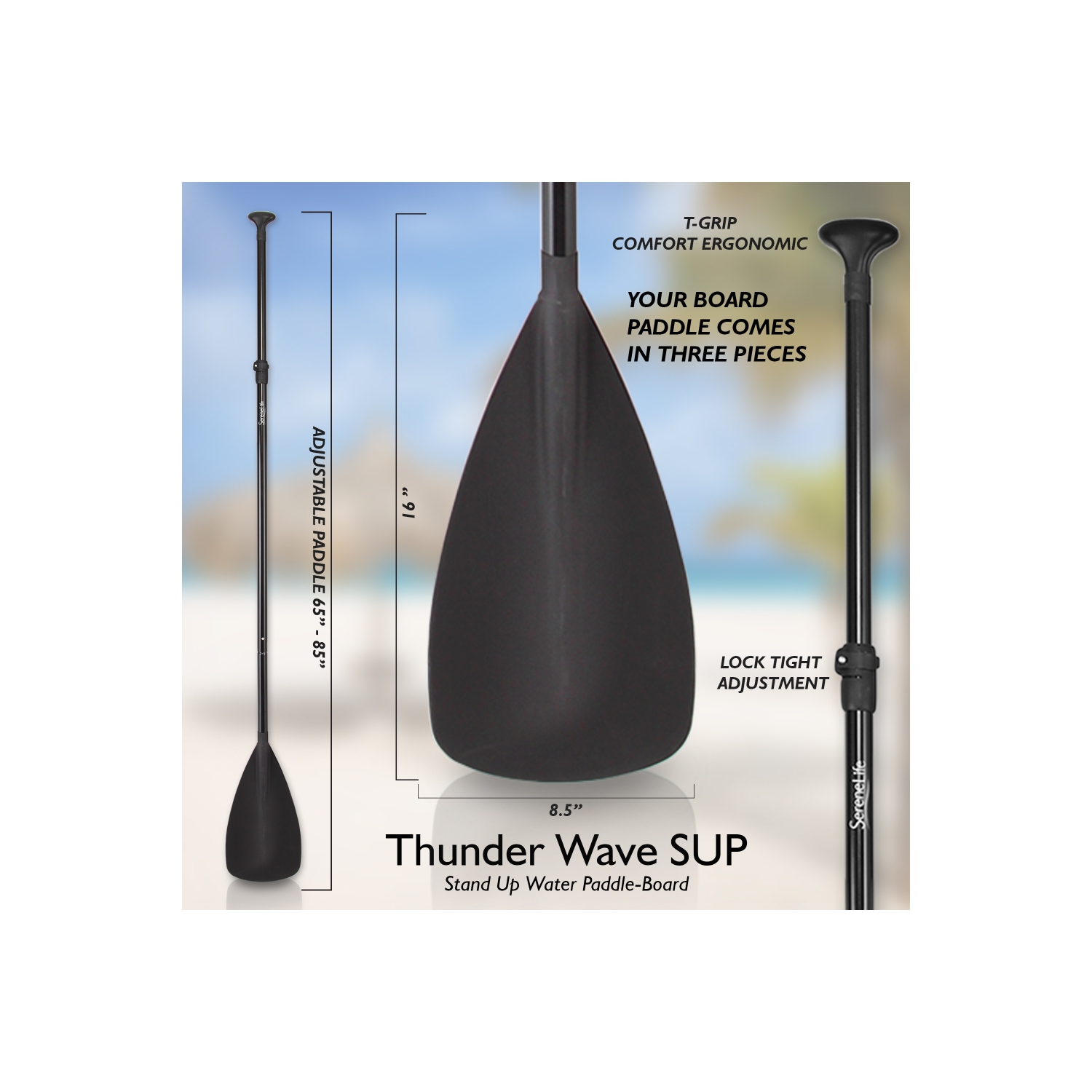 SereneLife Inflatable Stand Up Paddle Board with Premium SUP Accessories & Carry Bag | Wide Stance, Bottom Fin for Paddling, Surf Control, Non-Slip