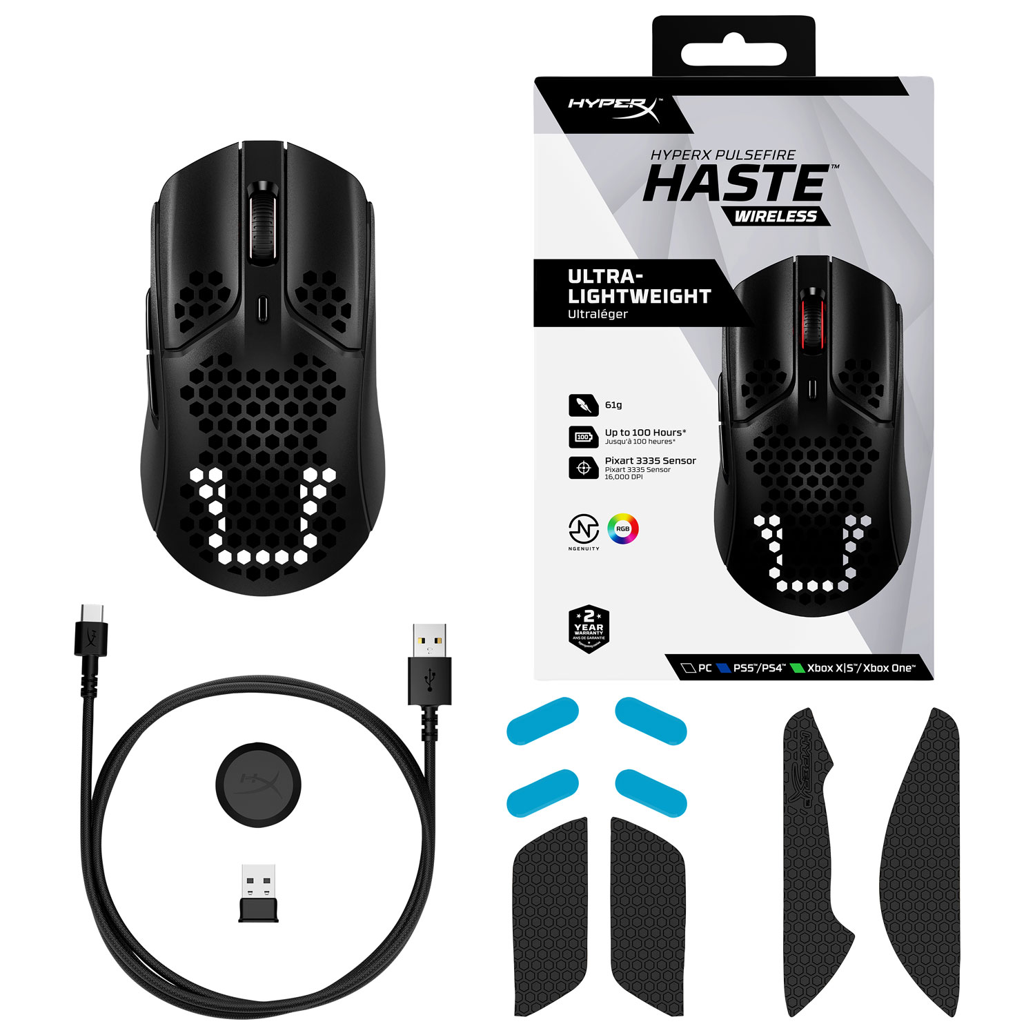 HyperX Pulsefire Haste - Souris sans fil pour gaming (blanche) - HP Store  Canada