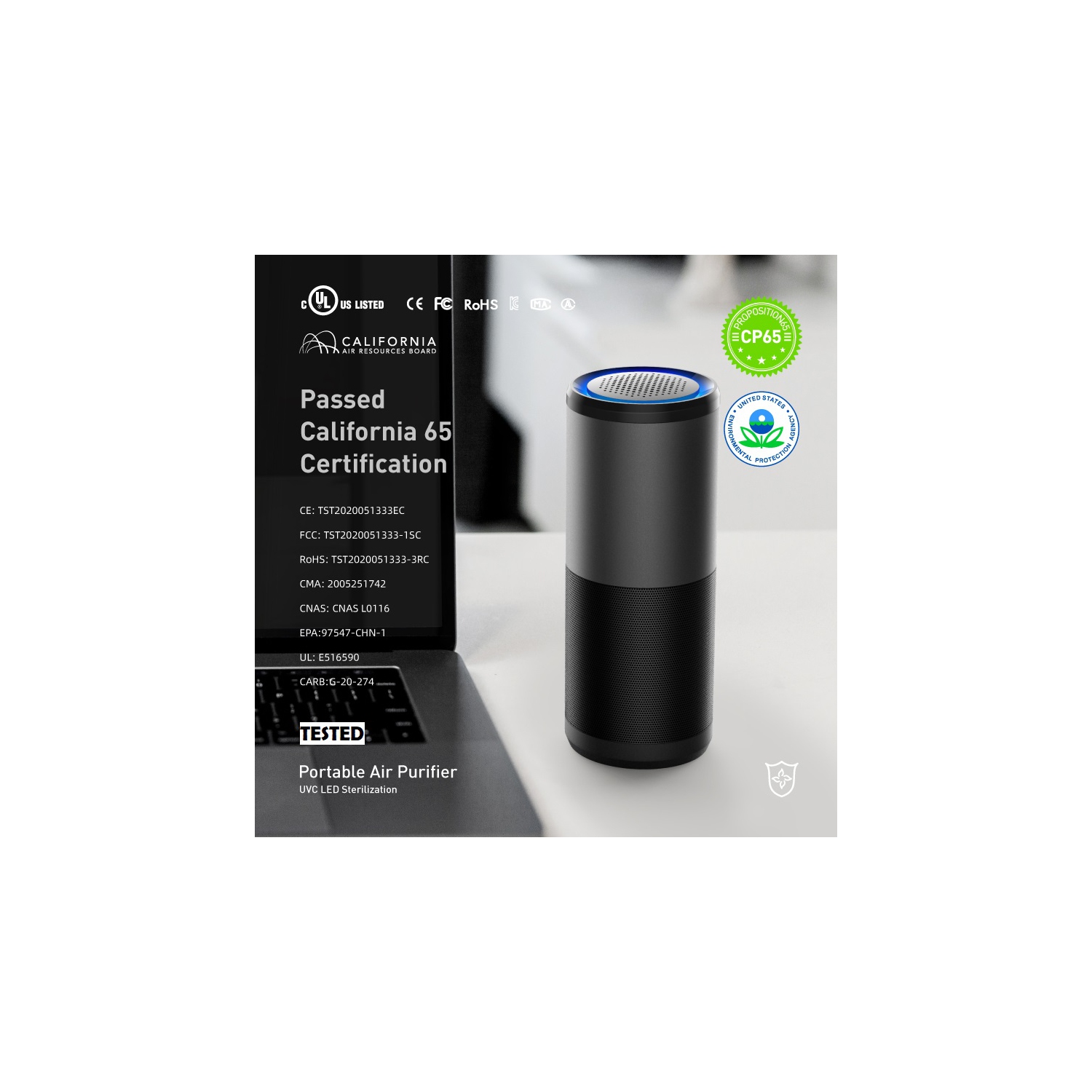 ULTREND Purificateur d'air portable UV pour voiture de bureau à domicile | Filtre HEPA H13 | Aromathérapie