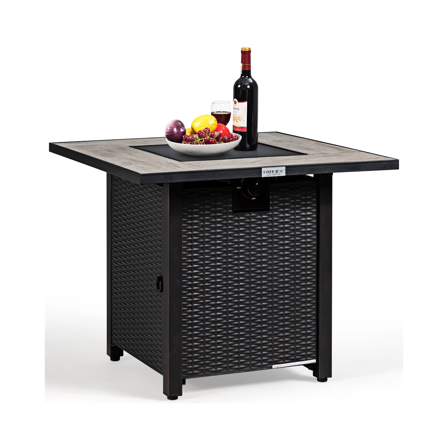 Topbuy 50,000 BTU Square Outdoor Propane Fire Pit Table with Waterproof Cover Lava Rock