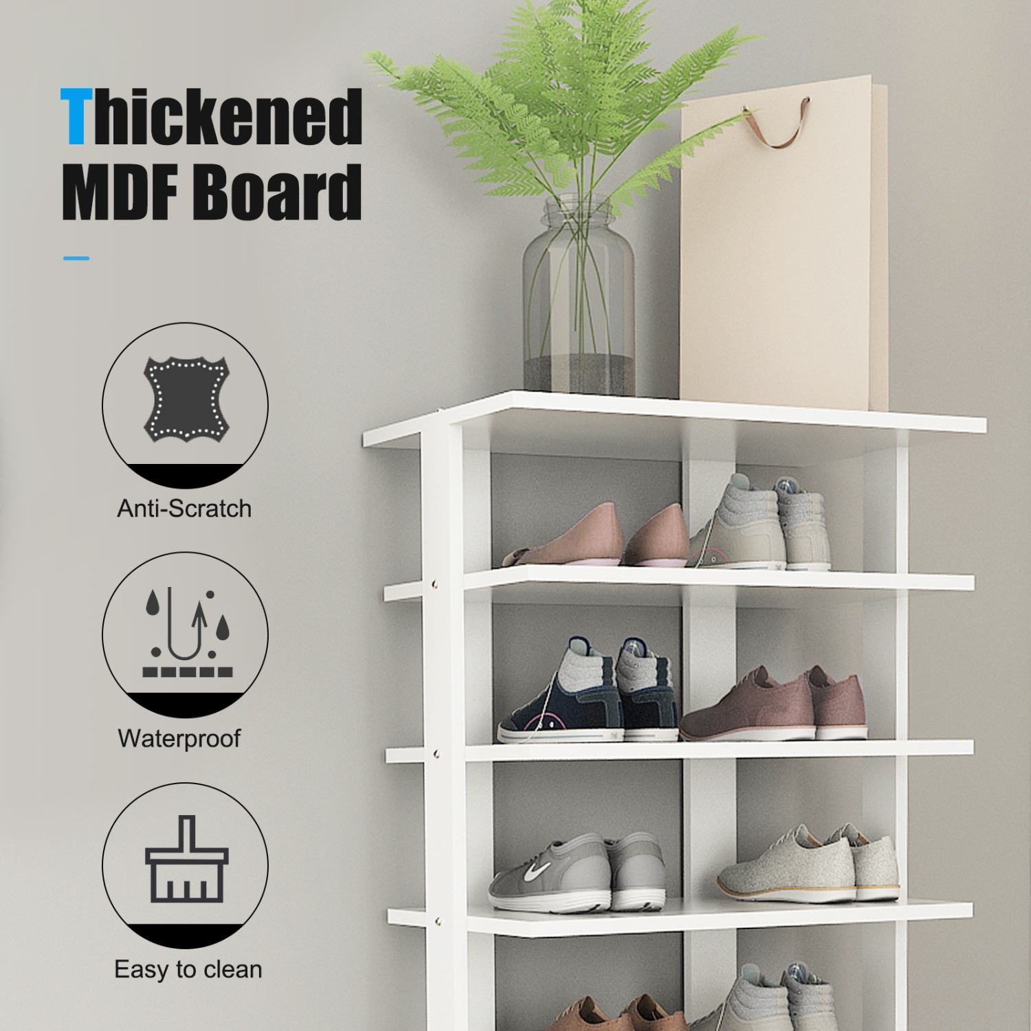 Topbuy 7-Tier Shoe Rack Free Standing Shelf Storage Modern Shoe Rack Organizer Brown/Black/White