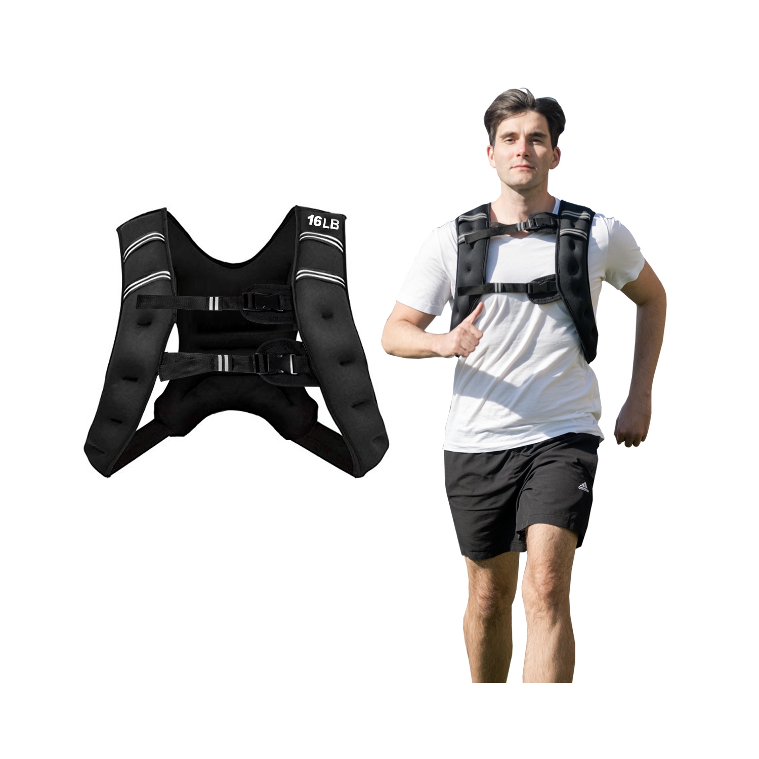 Topbuy 16LBS Weighted Vest Workout Vest with Adjustable Buckle & Reflective Strip
