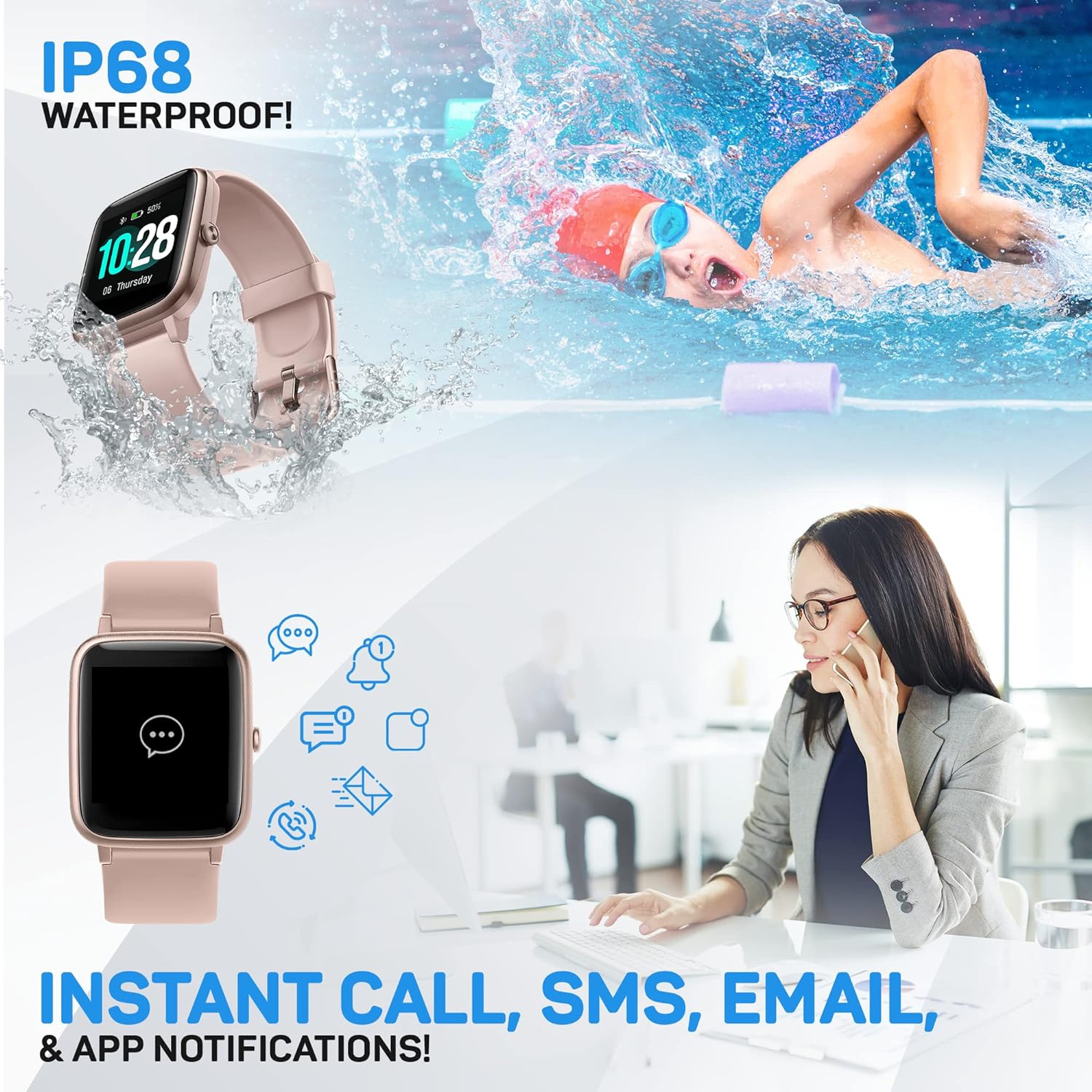 ULTREND | Gleam | Fitness Tracker | Smart Watch for Android and iPhones