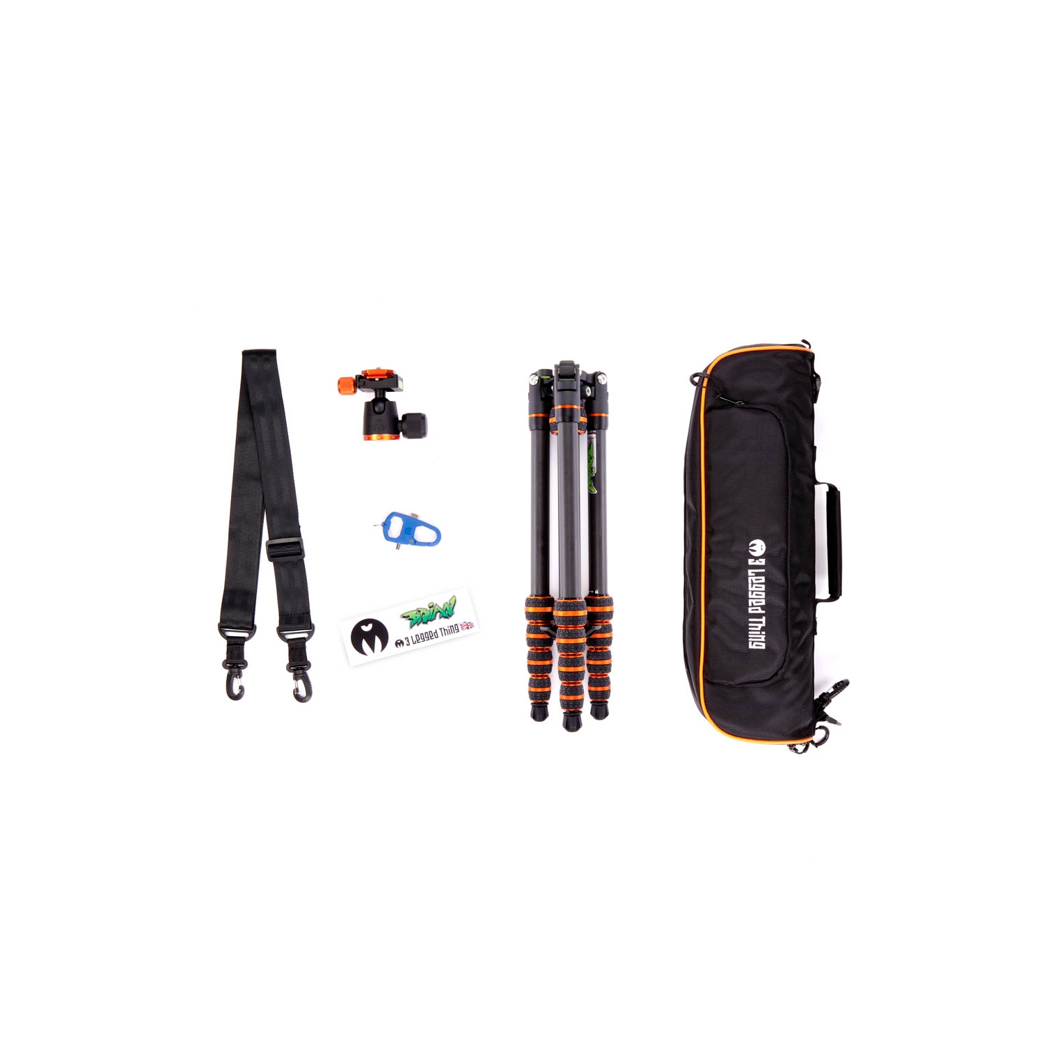 3 Legged Thing Punks Brian 2.0 & AirHed Neo 2.0 BLACK/ORANGE Carbon Fibre Tripod System