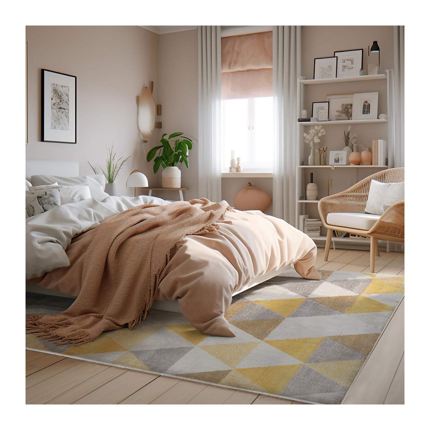 Rug Branch Solvi Contemporary Geometric Yellow/Beige Indoor Area Rug