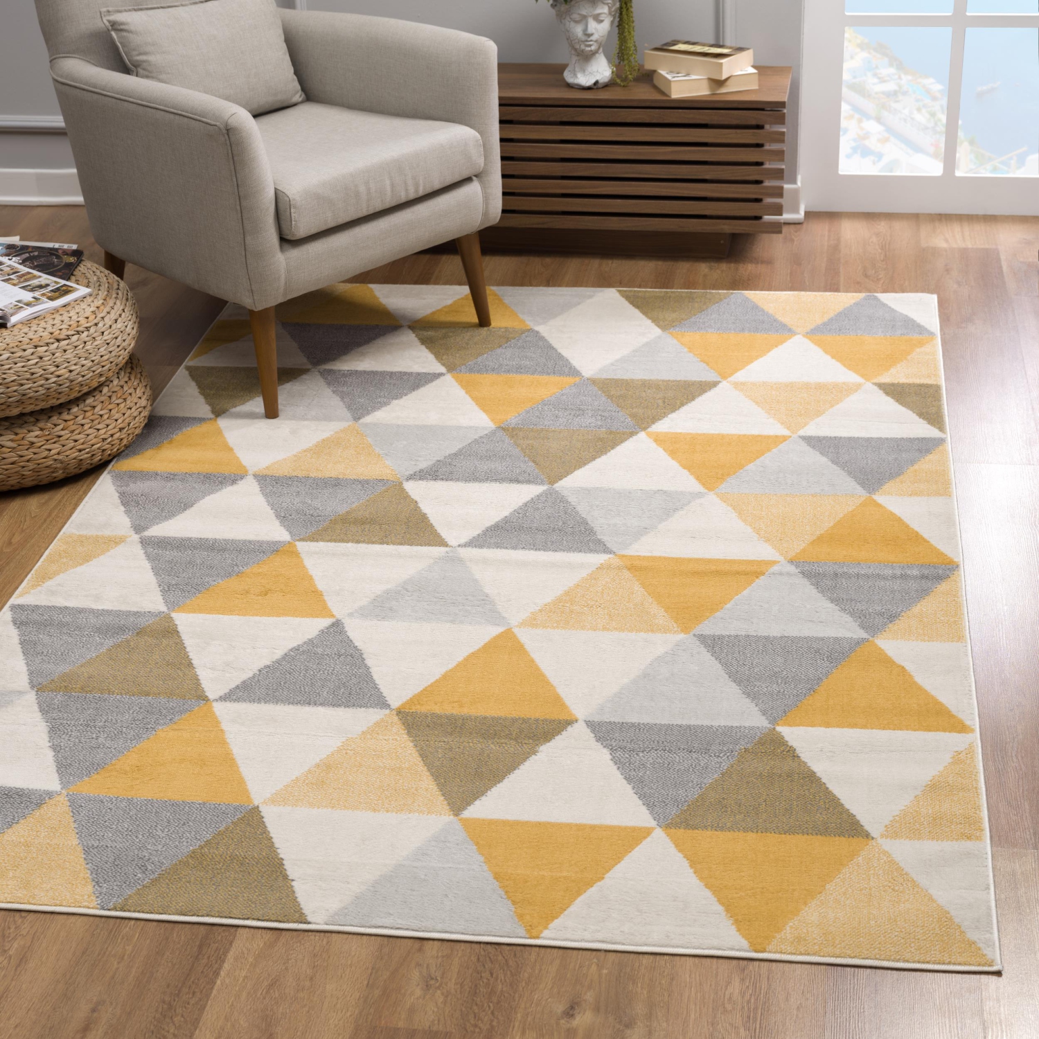 Rug Branch Solvi Contemporary Geometric Yellow/Beige Indoor Area Rug