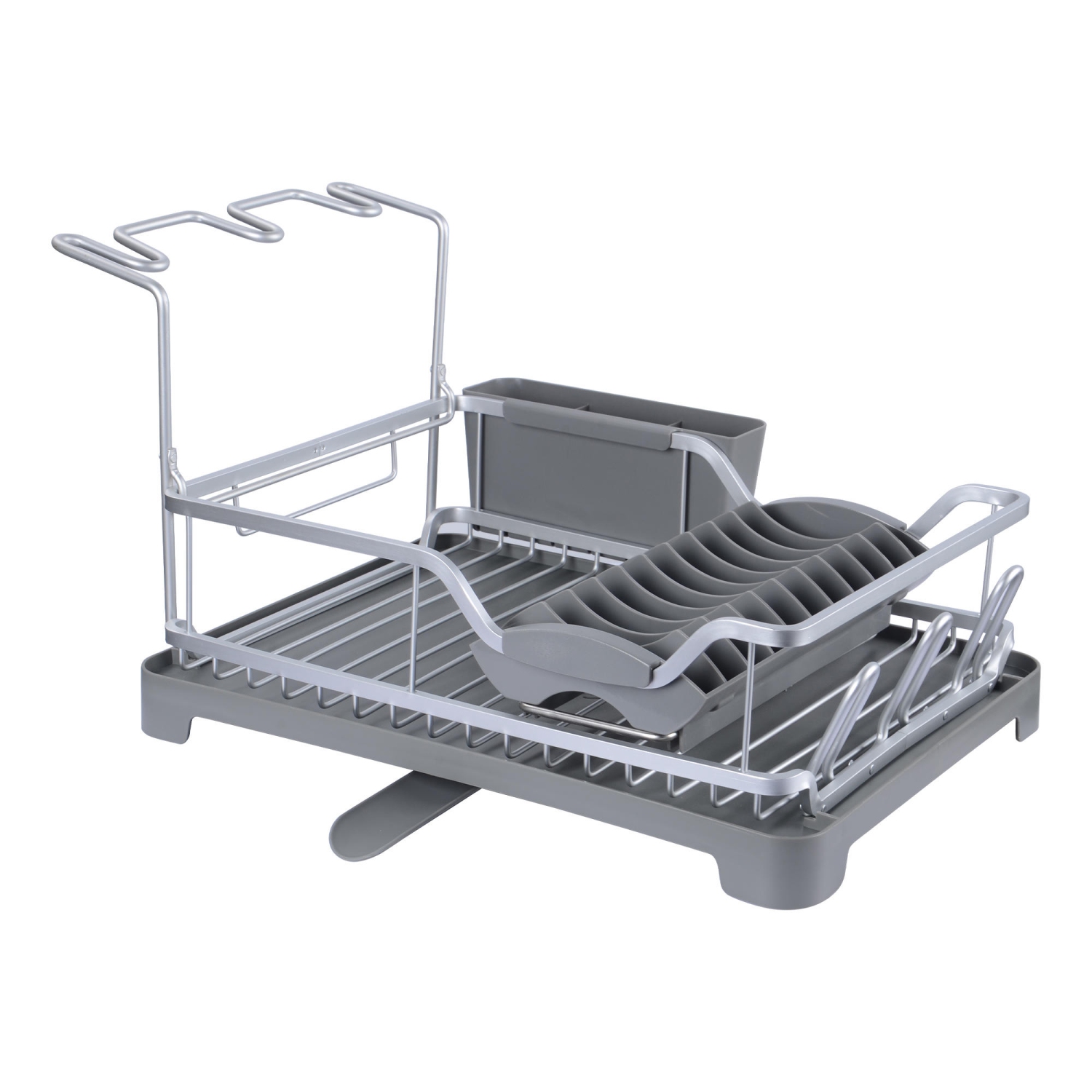 Support de séchage pour égouttoir à vaisselle en aluminium, rangement pour égouttoir à vaisselle de cuisine avec porte-couverts et porte-verre à vin