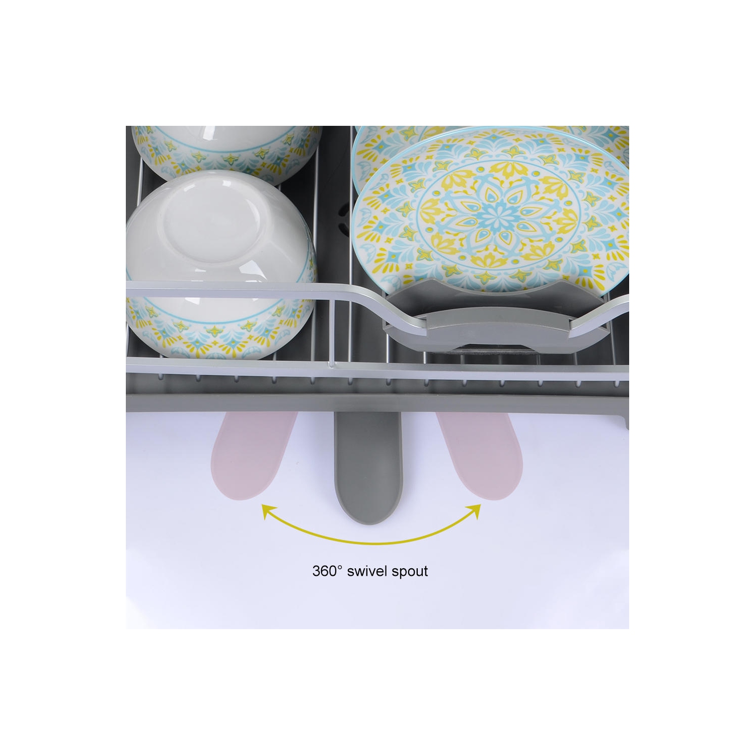 Support de séchage pour égouttoir à vaisselle en aluminium, rangement pour égouttoir à vaisselle de cuisine avec porte-couverts et porte-verre à vin