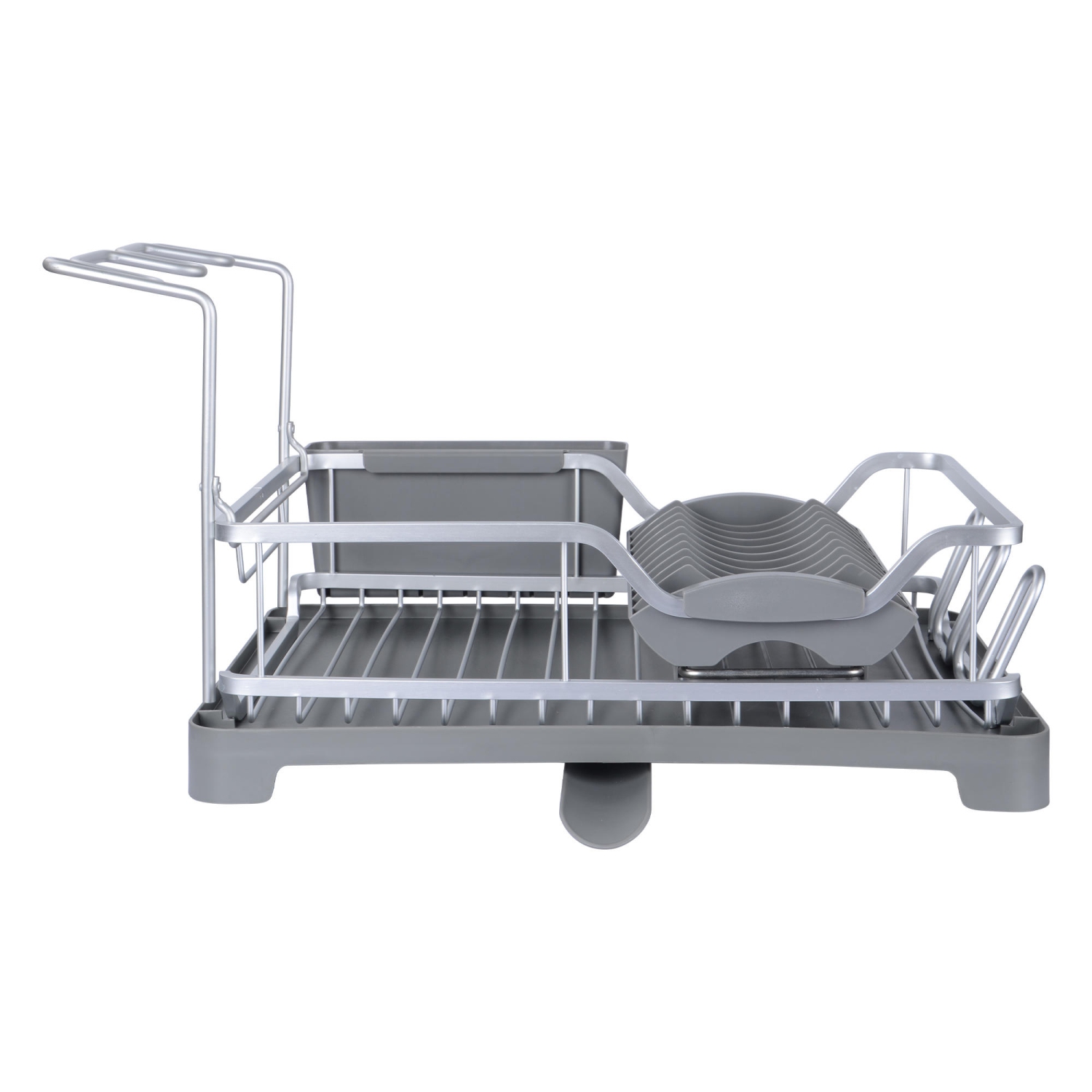 Support de séchage pour égouttoir à vaisselle en aluminium, rangement pour égouttoir à vaisselle de cuisine avec porte-couverts et porte-verre à vin