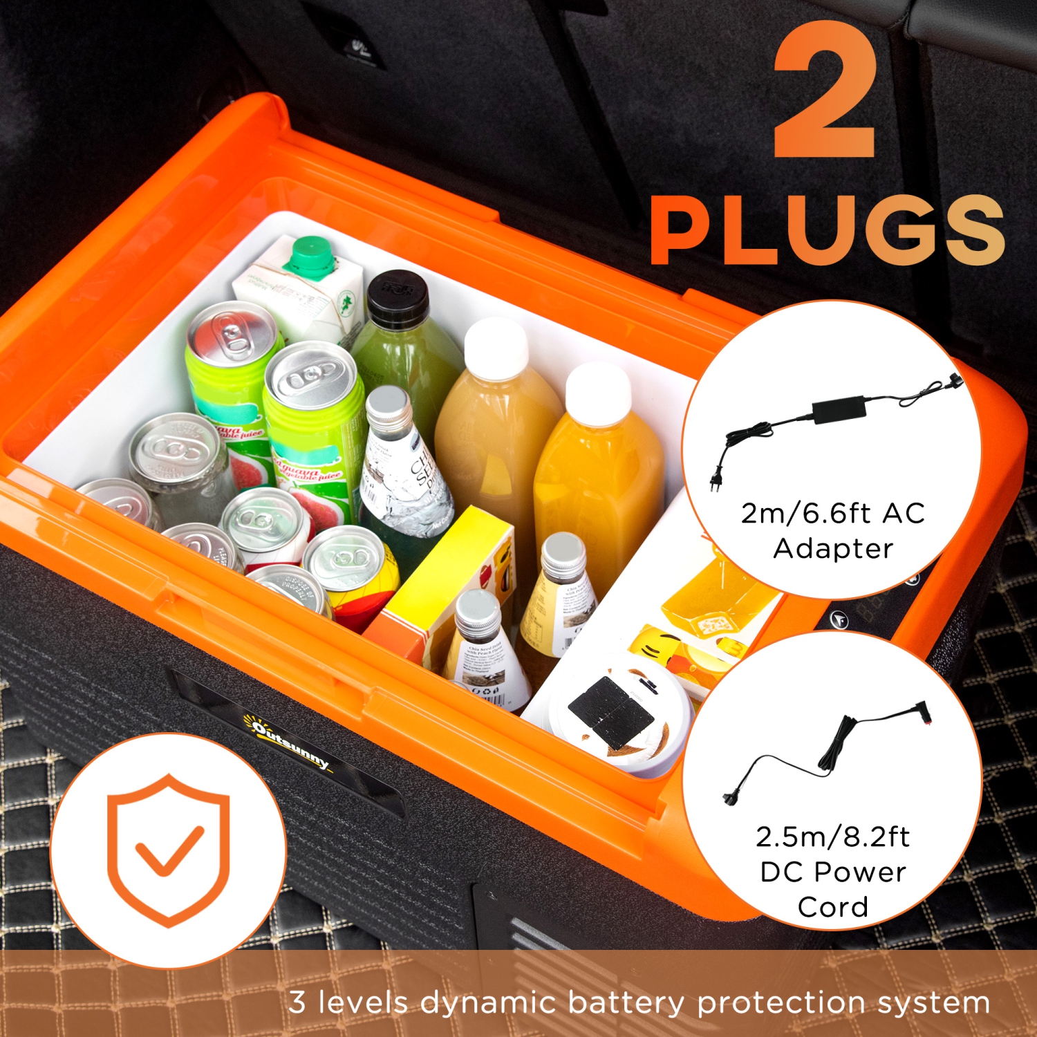 Réfrigérateur pour l'auto de 32 pintes Outsunny, congélateur portatif, glacière électrique avec 12/24&nbsp;V DC et 100-240&nbsp;V AC pour le camping,