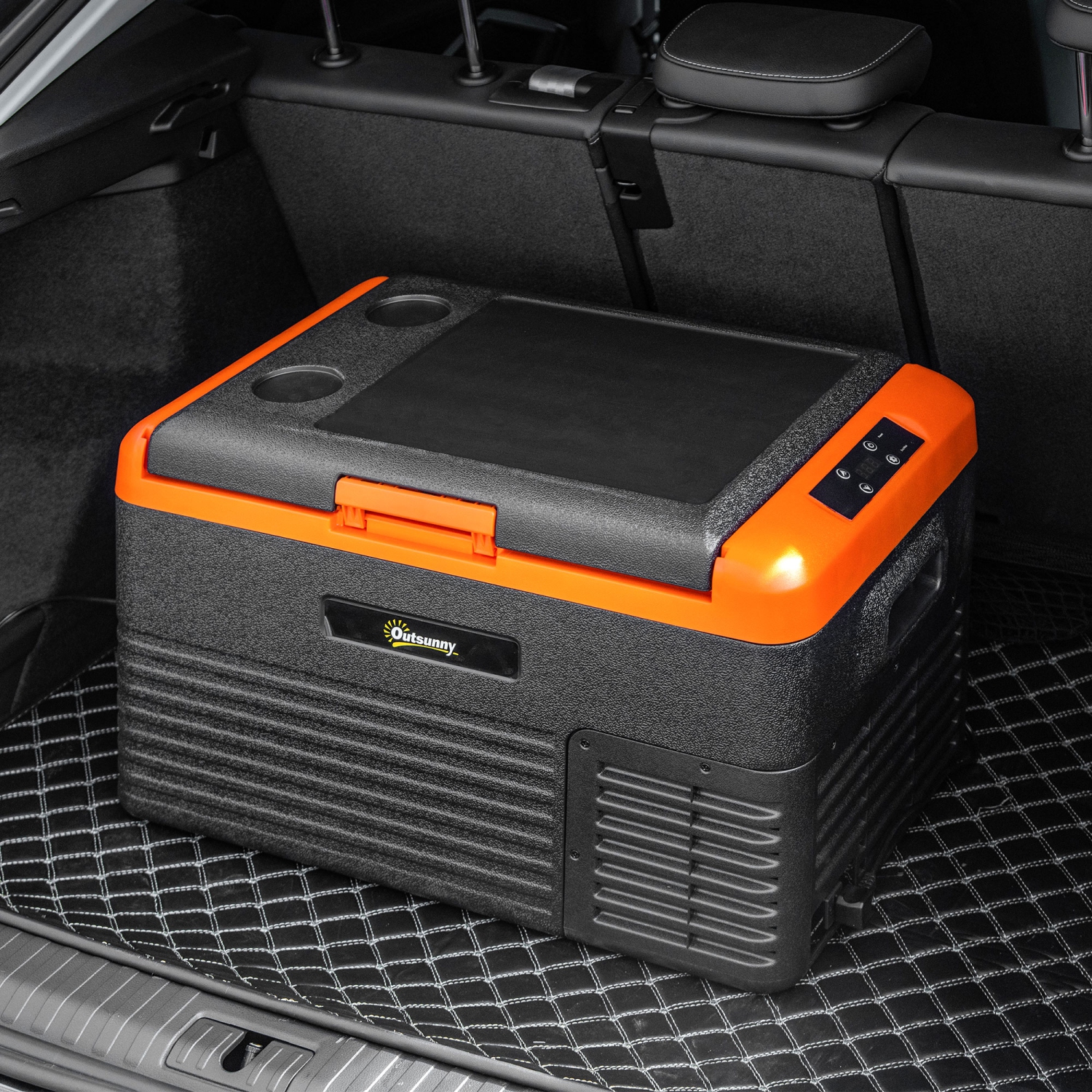 Réfrigérateur pour l'auto de 32 pintes Outsunny, congélateur portatif, glacière électrique avec 12/24&nbsp;V DC et 100-240&nbsp;V AC pour le camping,