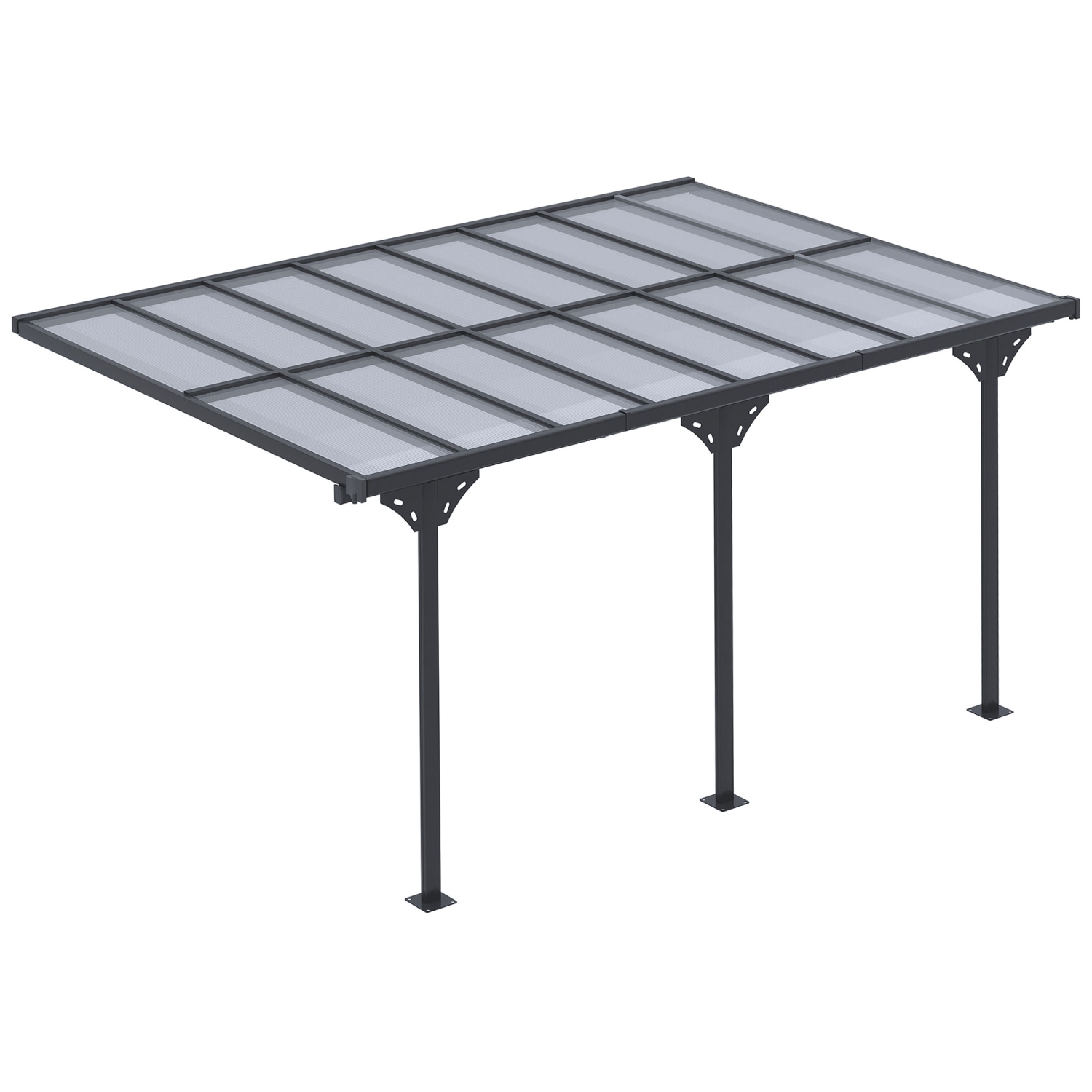 Pavillon de jardin en polycarbonate pergola à toit rigide extérieur de 14.5 x 10 pi d’Outsunny avec hauteur réglable, cadre en aluminium et