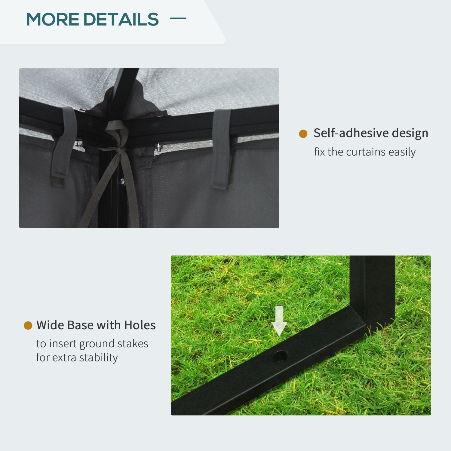 Outsunny 10' x 10' Patio Gazebo Outdoor, Canopy Shelter with Double-tier Roof, Pavilion Sidewalls for Garden Events, Dark Grey