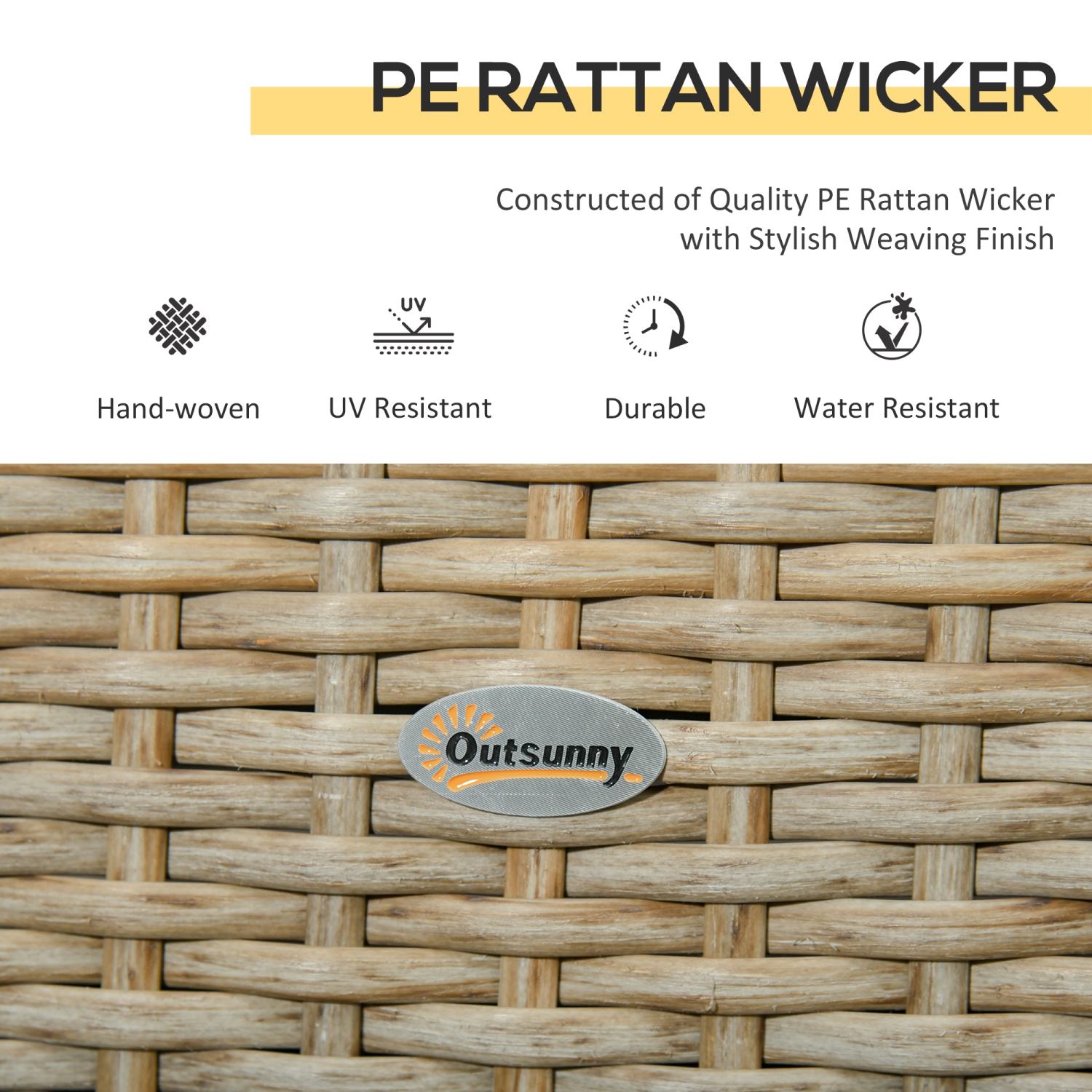 Ensemble patio de 3 pièces avec ensemble bistro en aluminium et cadre en rotin Outsunny en osier PE, avec chaise inclinable rembourrée, table basse