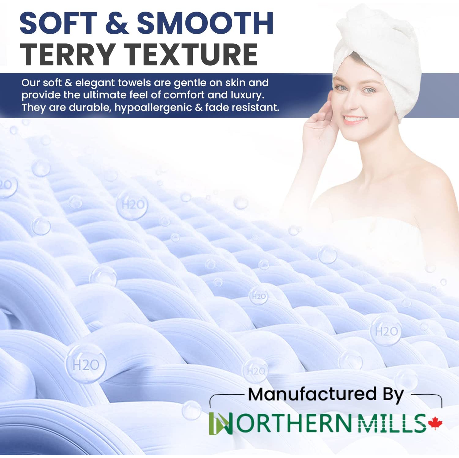 Ensemble de débarbouillettes de luxe Canadian Linen, 12 débarbouillettes de 12 x x12 po 475 GSM Aegean coton turc serviettes de salle de bain en