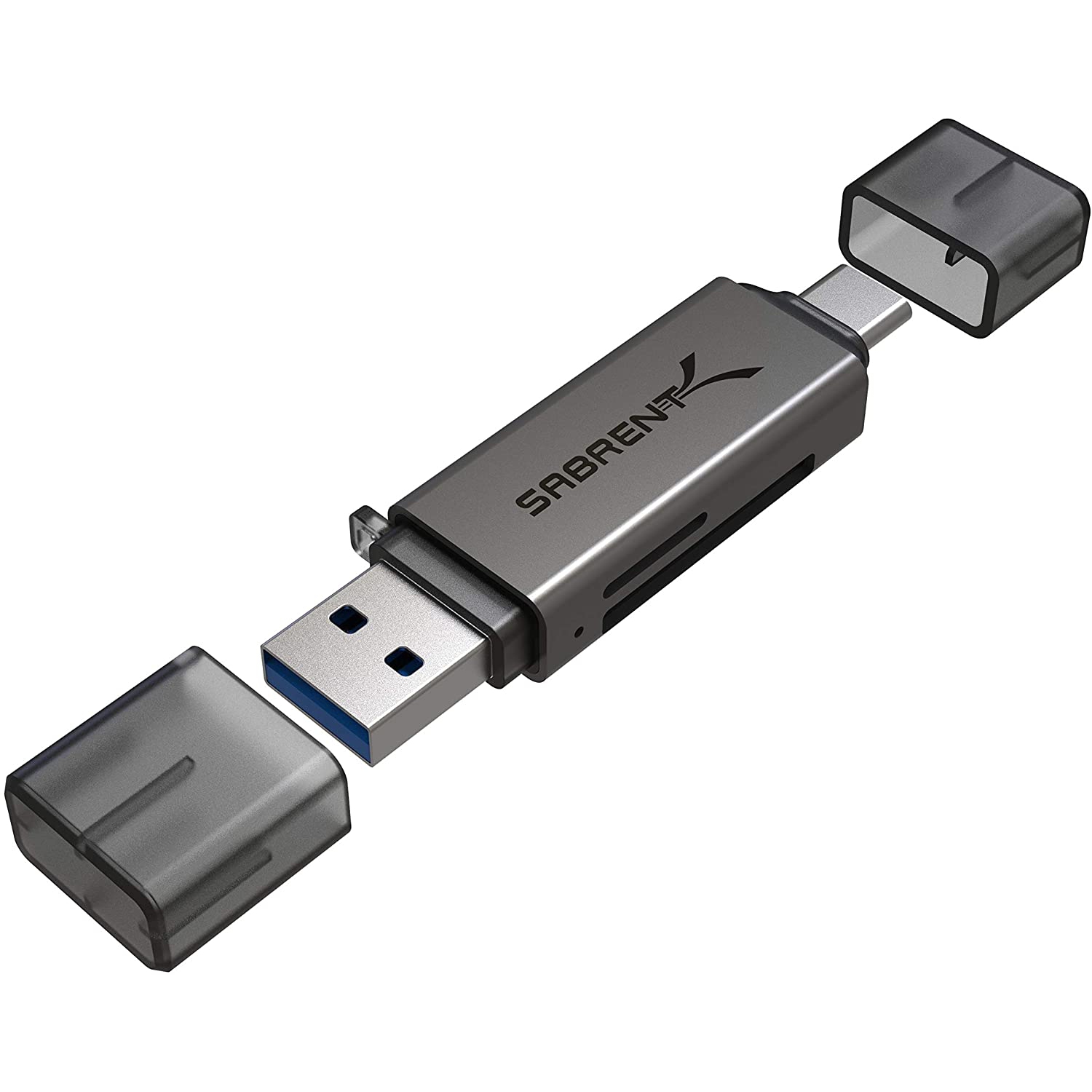 Sabrent USB 3.0 and USB Type-C OTG Card Reader Supports SD, SDHC, SDXC, MMC/MicroSD, T-Flash