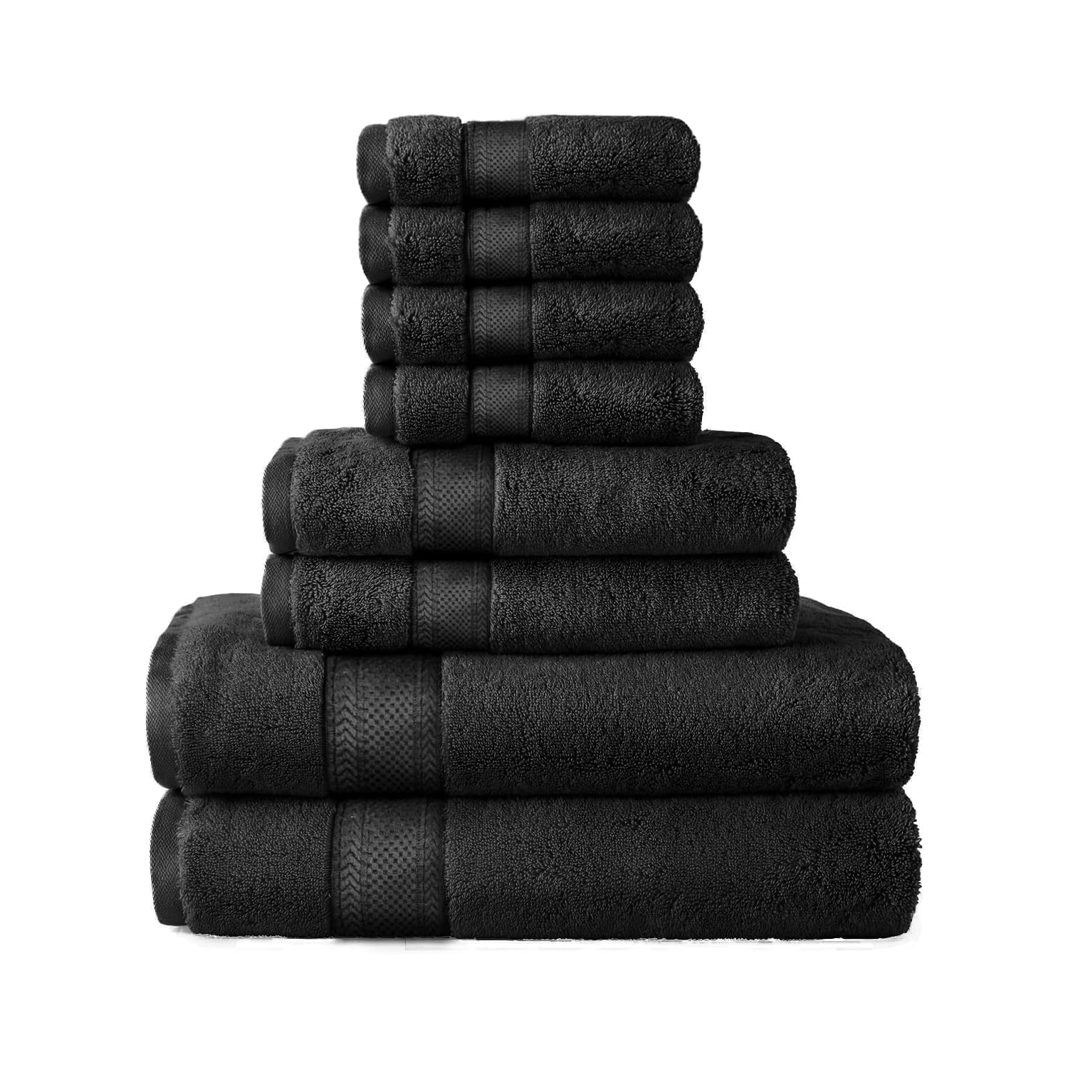Canadian Linen Luxury Grey Color Bathroom Towel Set 8 Pack, 2 Bath Towels 27"x54" 600 GSM, 2 Hand Towels 16"x27", 4 Wash Cloths 12"x12" Soft Absorbent Aegean Turkish Cotton Towels