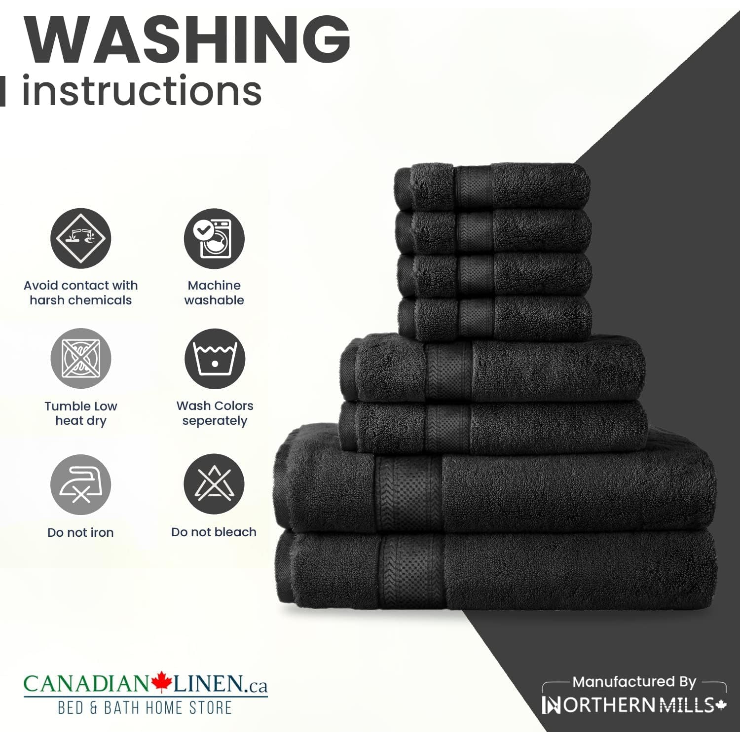 Canadian Linen Luxury Turkish Cotton Bathroom Towel Set 8 Pack 2 Large Bath Towels, 2 Hand Towels, 4 Washcloth Soft Absorbent Quick Dry Spa Shower