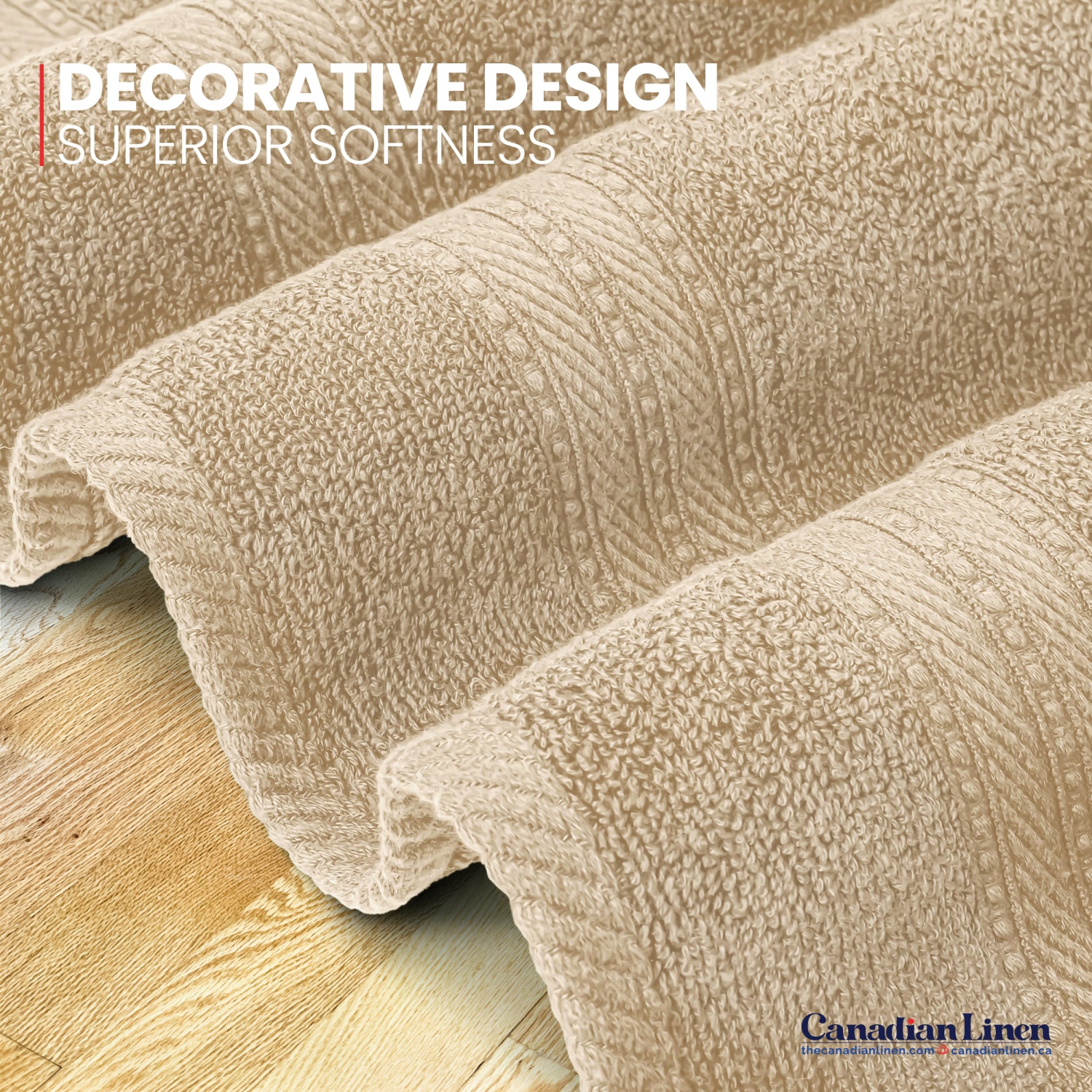 Canadian Linen Everest Luxury Bath Towels, 26”x52”, 4 Pack, 100% Cotton Soft Absorbent Lightweight Quick Dry Towels for Home, Hotel, Guest Room, Beige