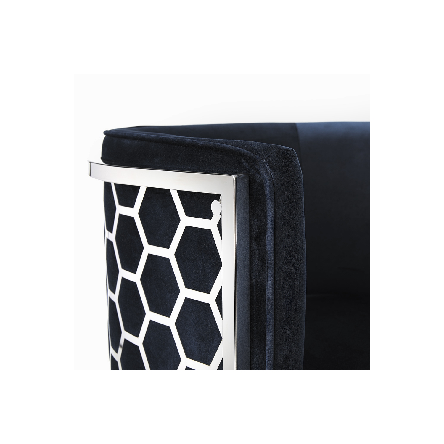 Fauteuil d’appoint nid d’abeille en velours noir chromé