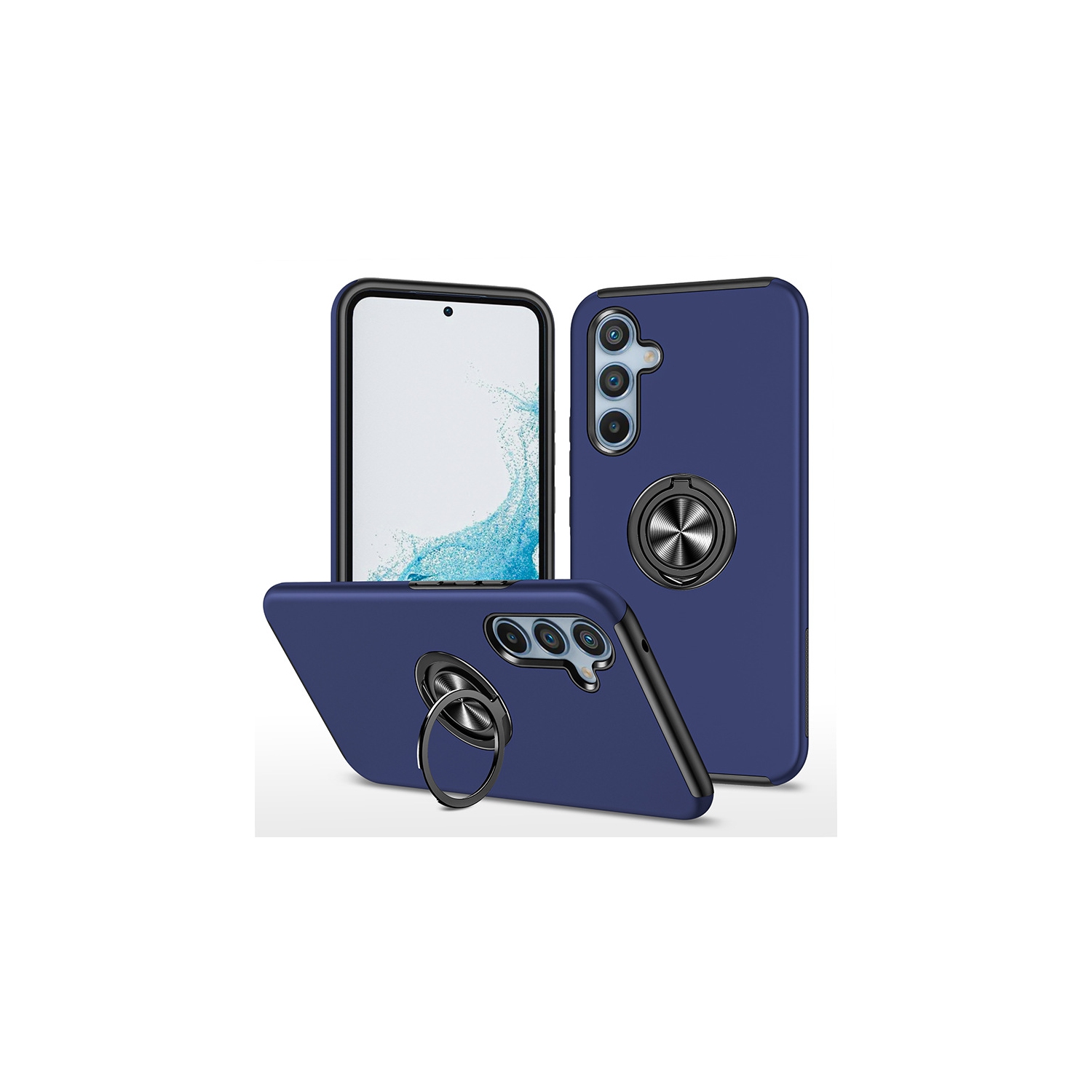 TopSave – «&nbsp;Hidden Series&nbsp;», ensemble de dos en PC couleur unie avec étui protecteur intérieur en TPU noir, béquille pour Samsung Galaxy