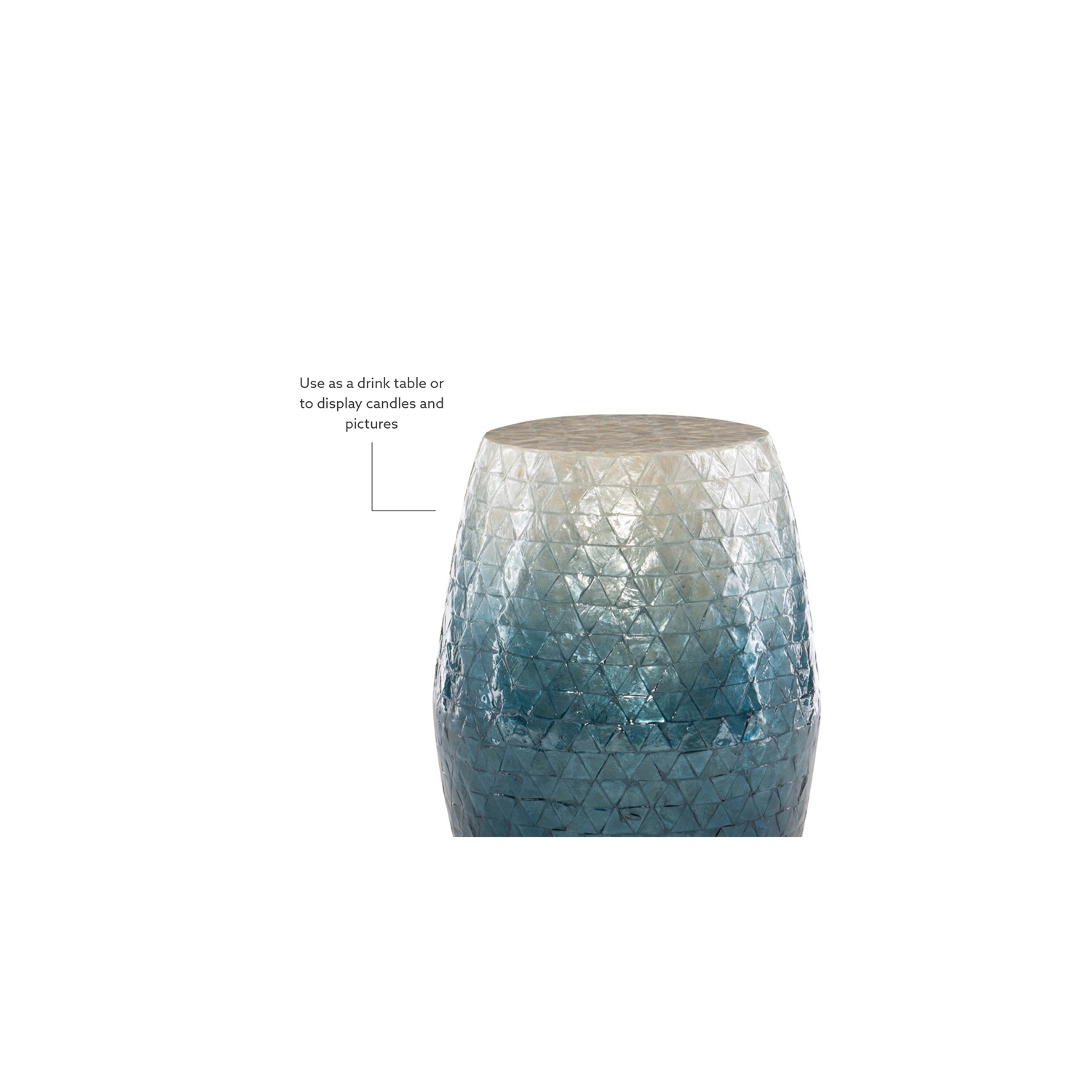 Linon Westly Ombre Capiz Mosaic Drum Table in Blue