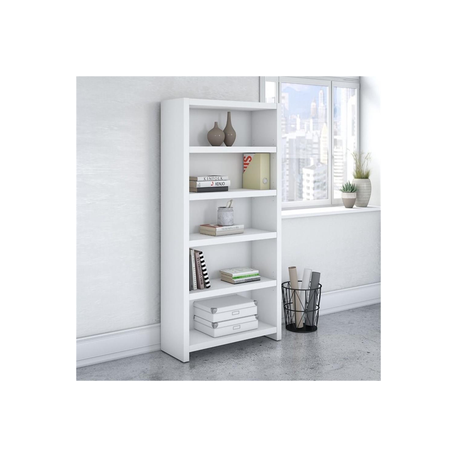 Echo 5 Shelf Bookcase in Pure White - Engineered Wood