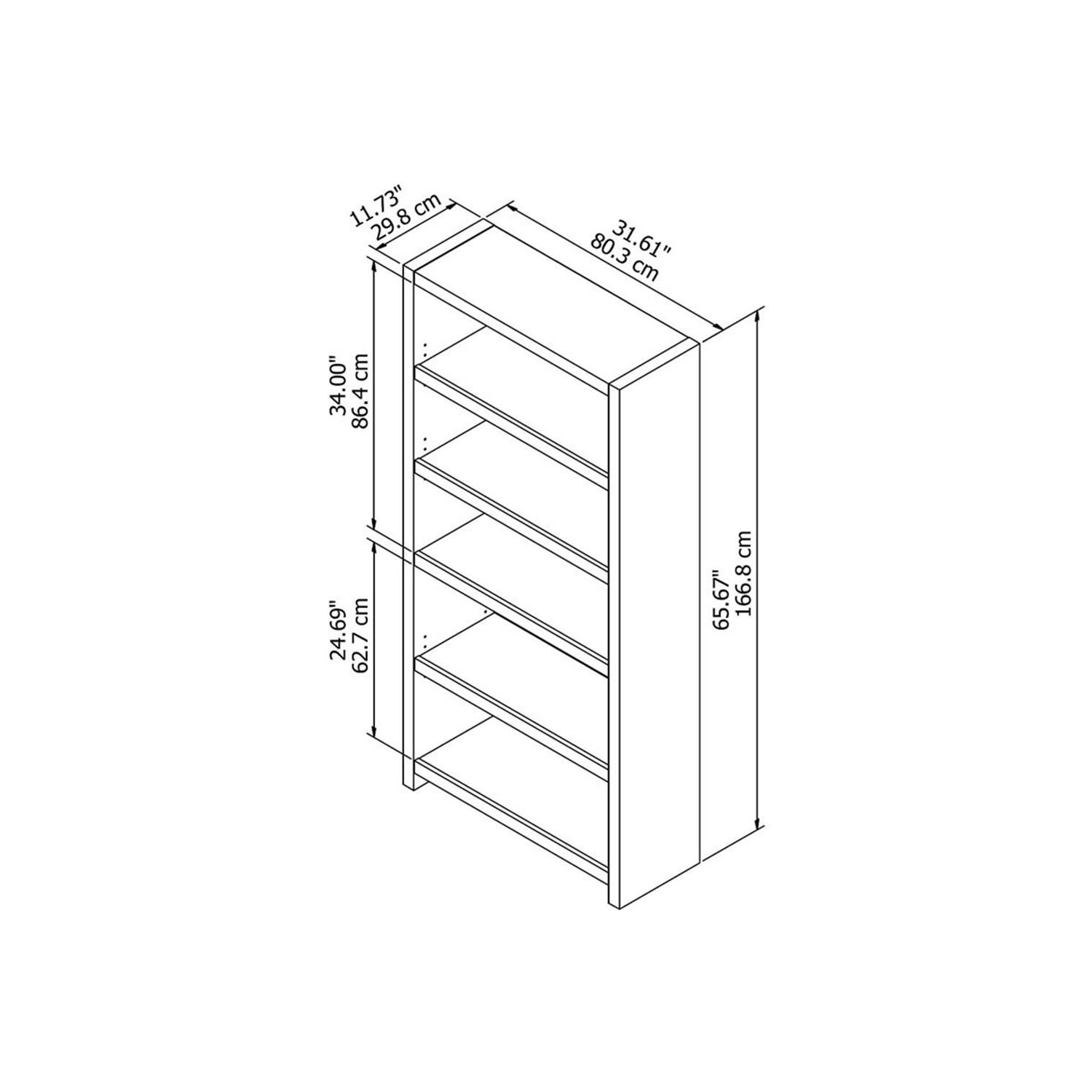 Echo 5 Shelf Bookcase in Pure White - Engineered Wood