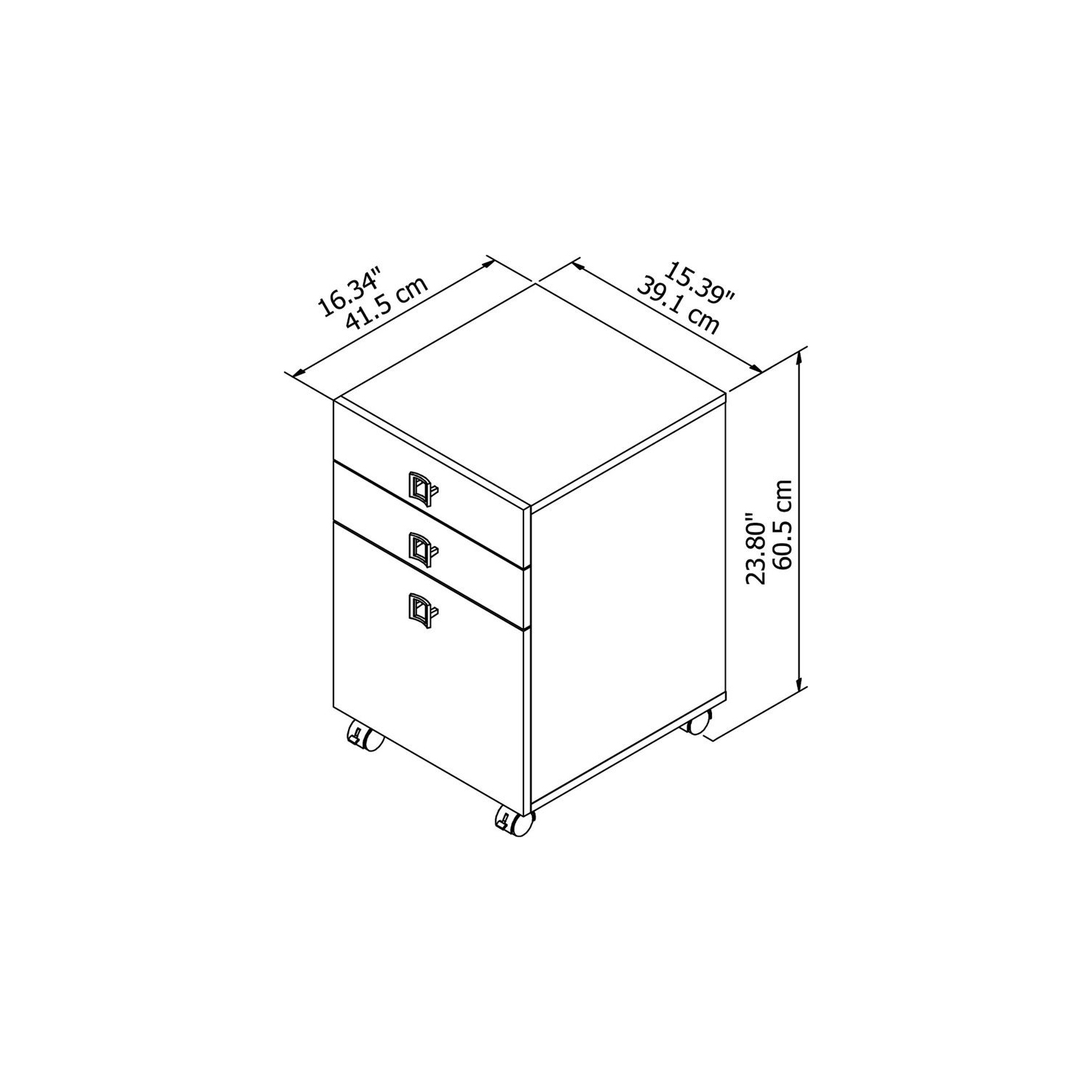 Echo 3 Drawer Mobile File Cabinet in Pure White - Engineered Wood