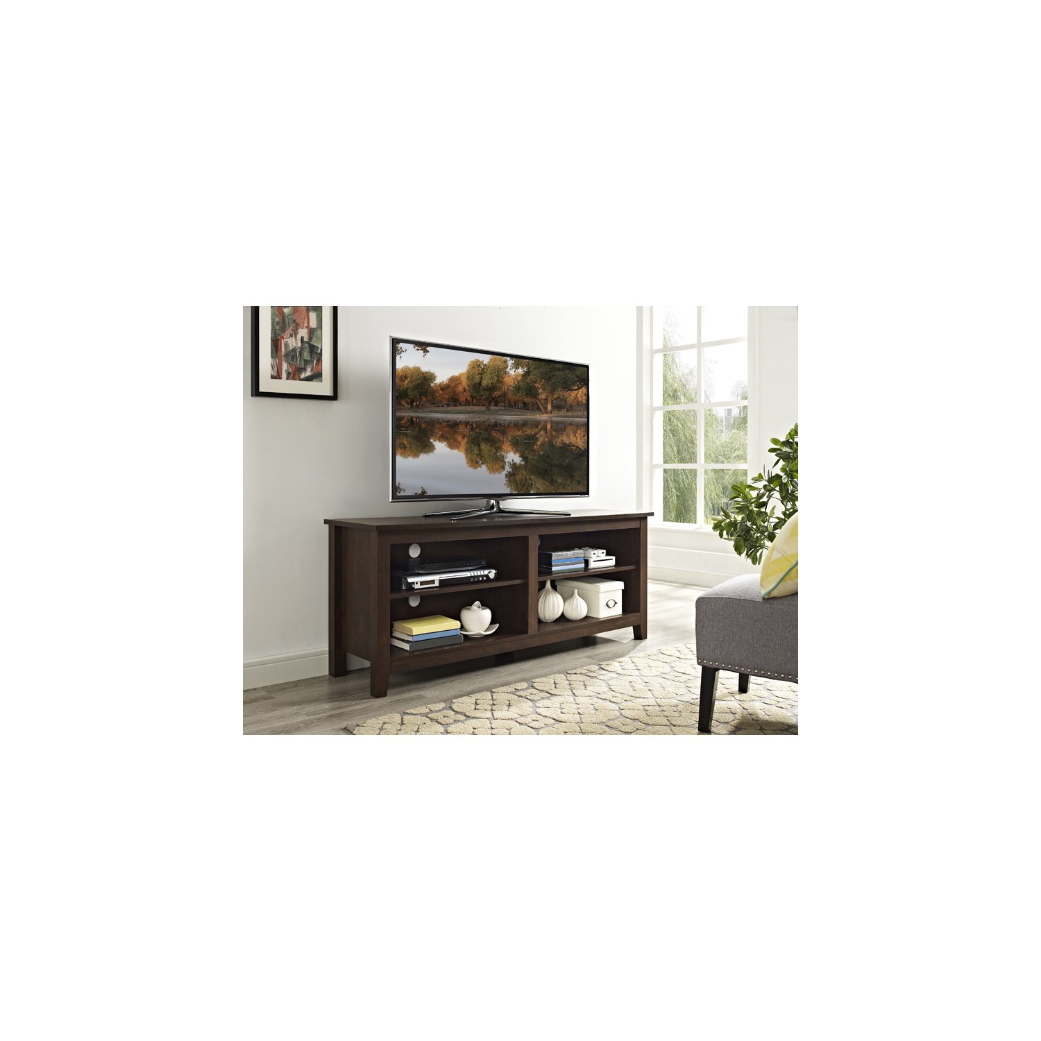Pemberly Row 58" TV Stand Storage Console in Traditional Brown