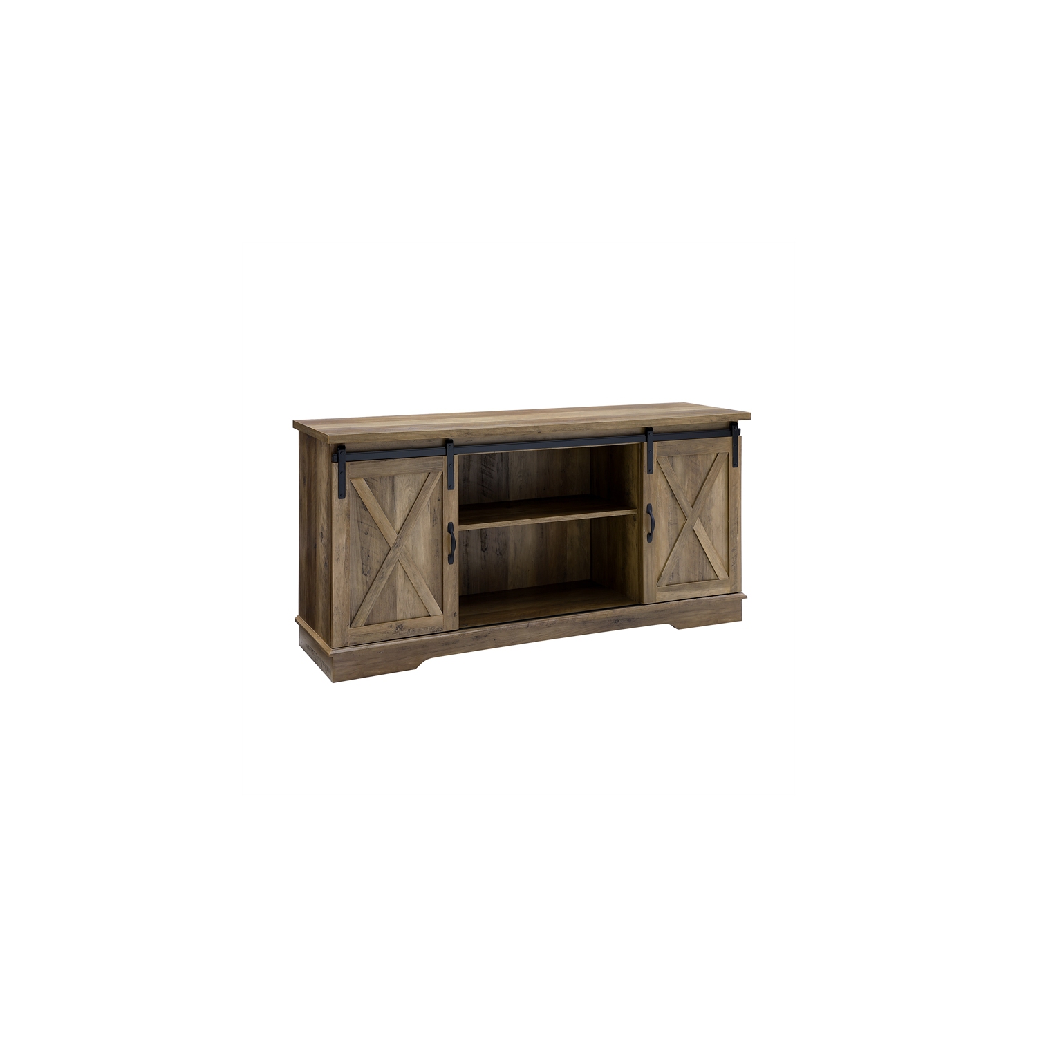 Pemberly Row 58" Sliding Door TV Console in Barnwood