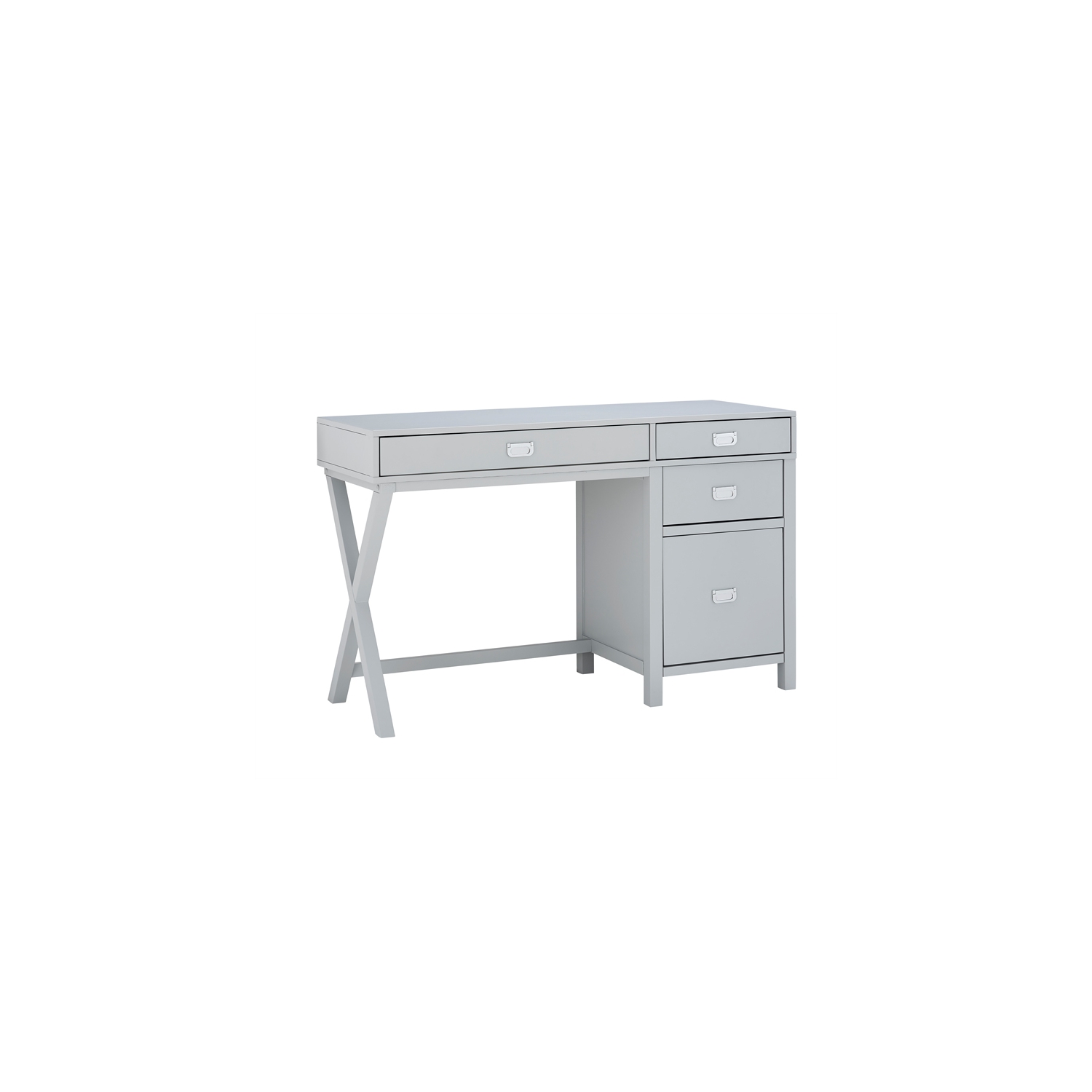 Linon Peggy Side Storage Wood Desk in Gray