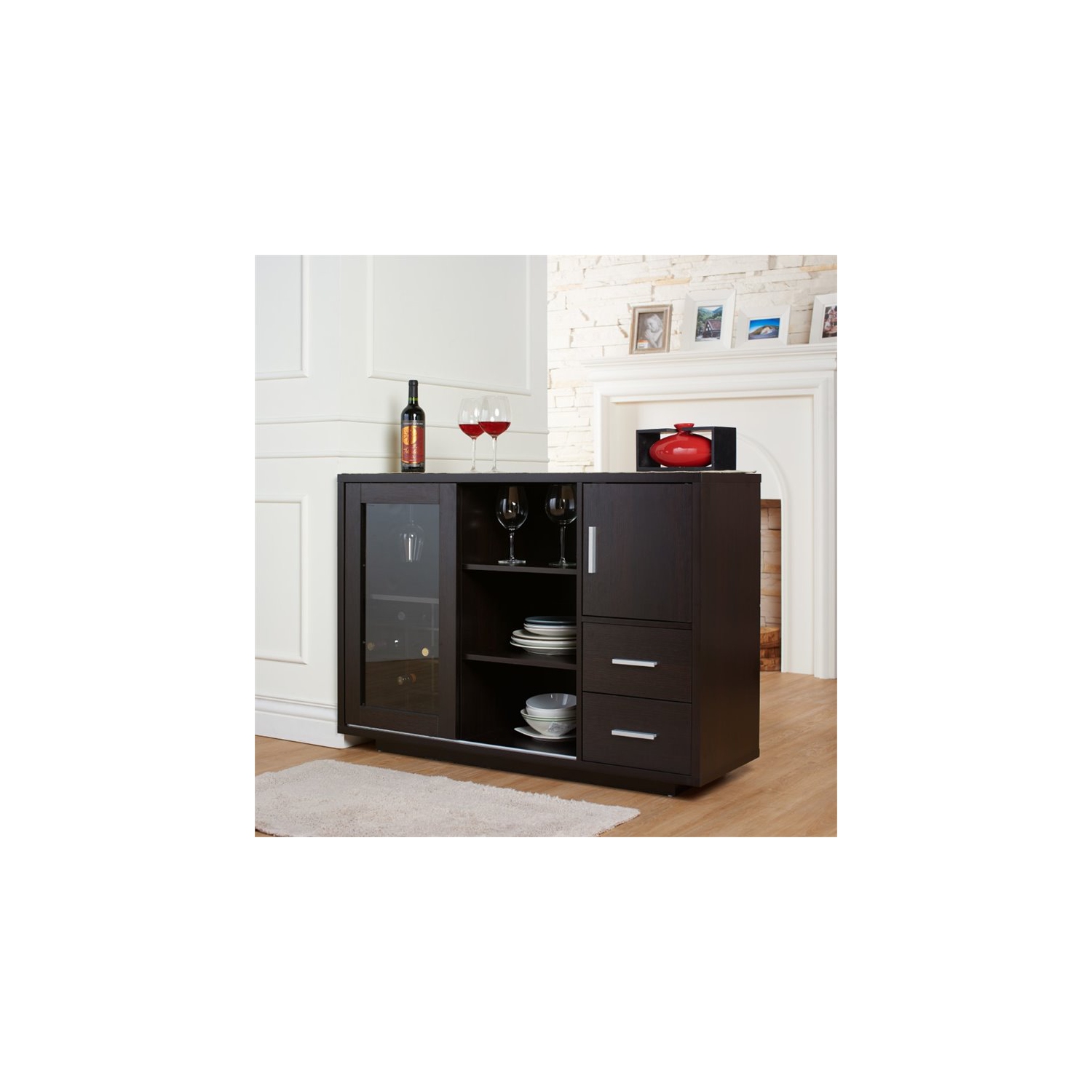 Bowery Hill Wine Rack Buffet in Cappuccino