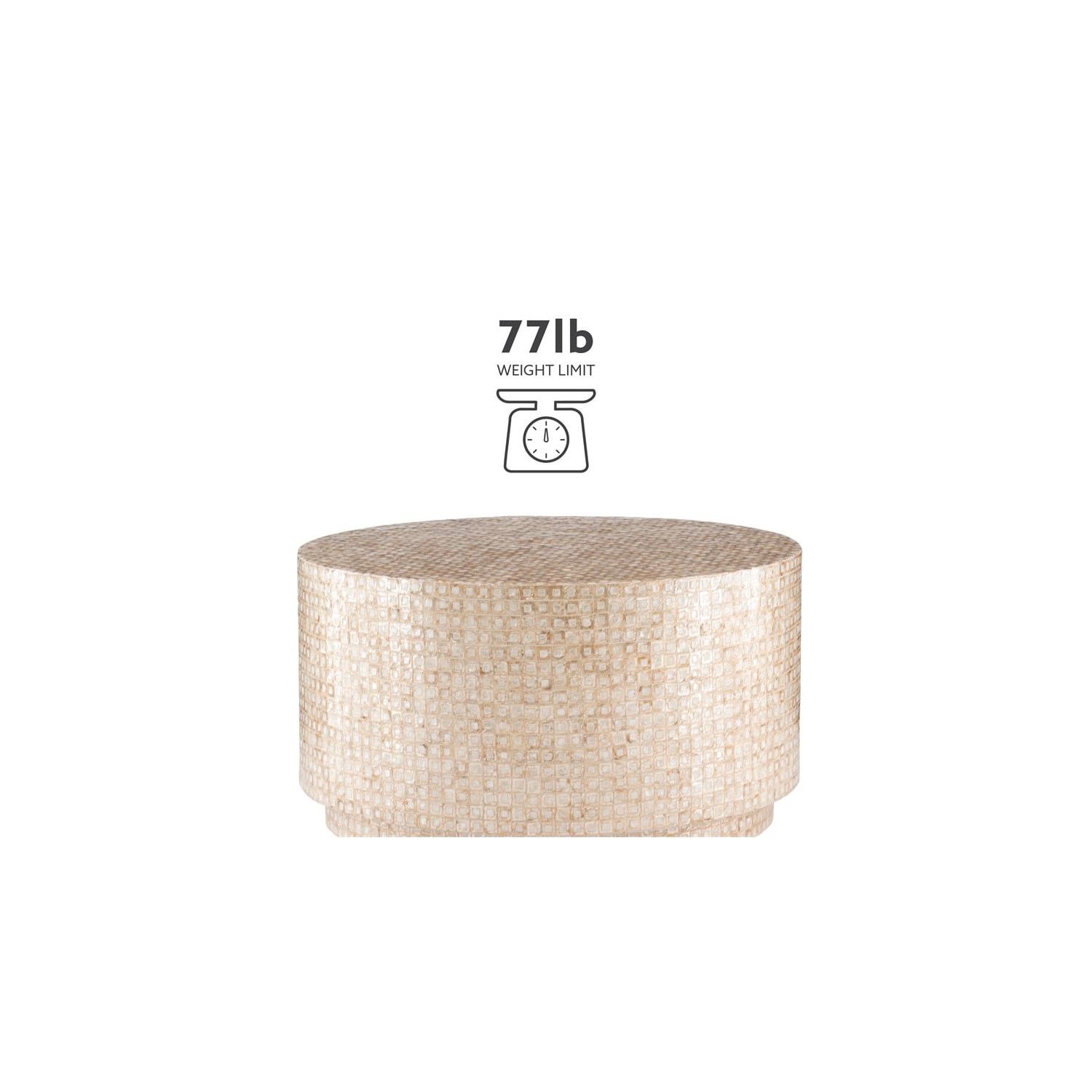 Linon Maui Wood Capiz Mosaic Coffee Table in Gold