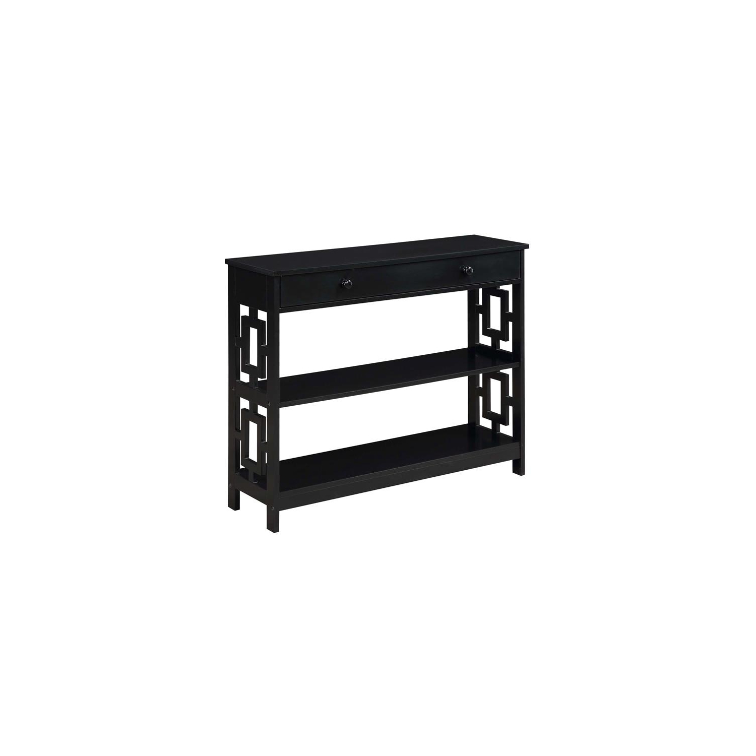 Pemberly Row Contemporary One-Drawer Console Table in Black Wood Finish