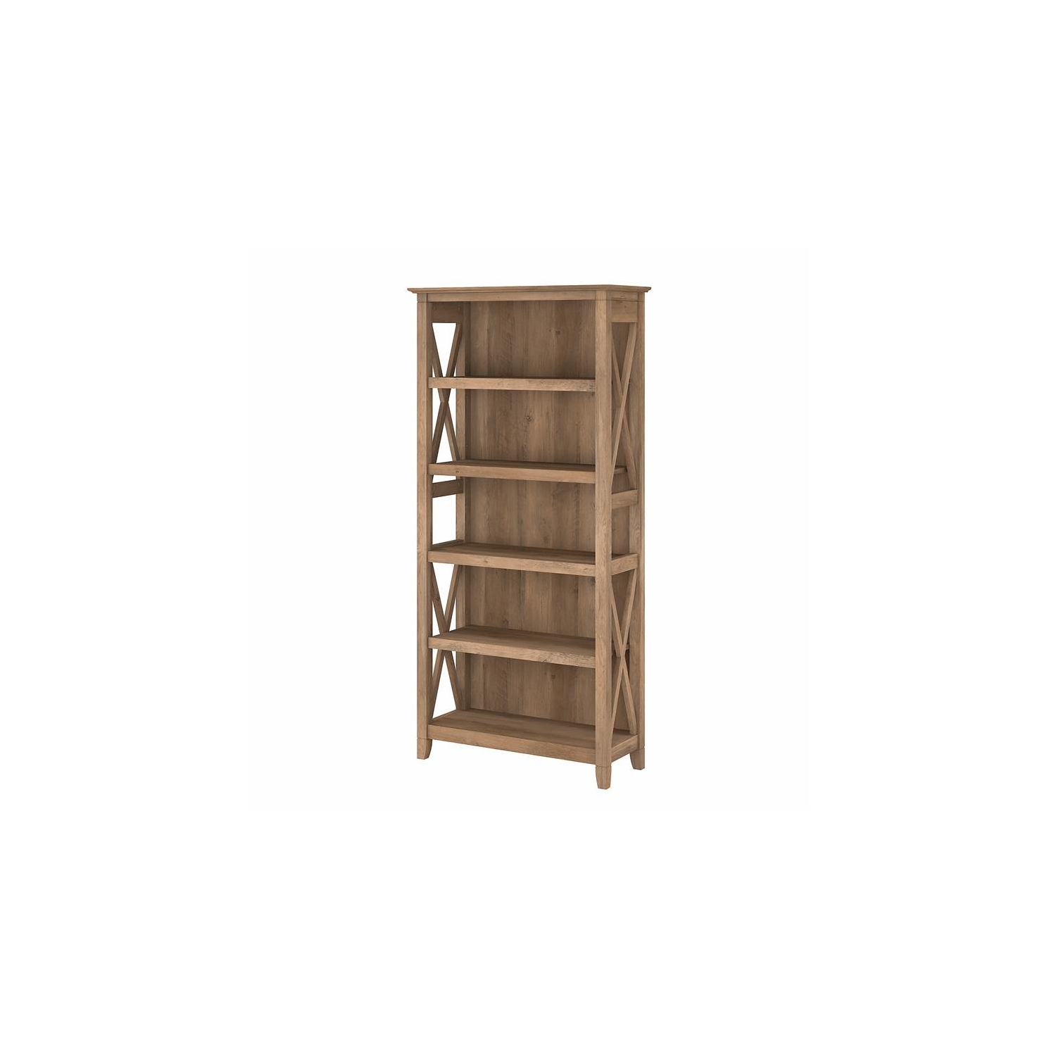 Bowery Hill Coastal Tall 5 Shelf Bookcase in Reclaimed Pine - Engineered Wood