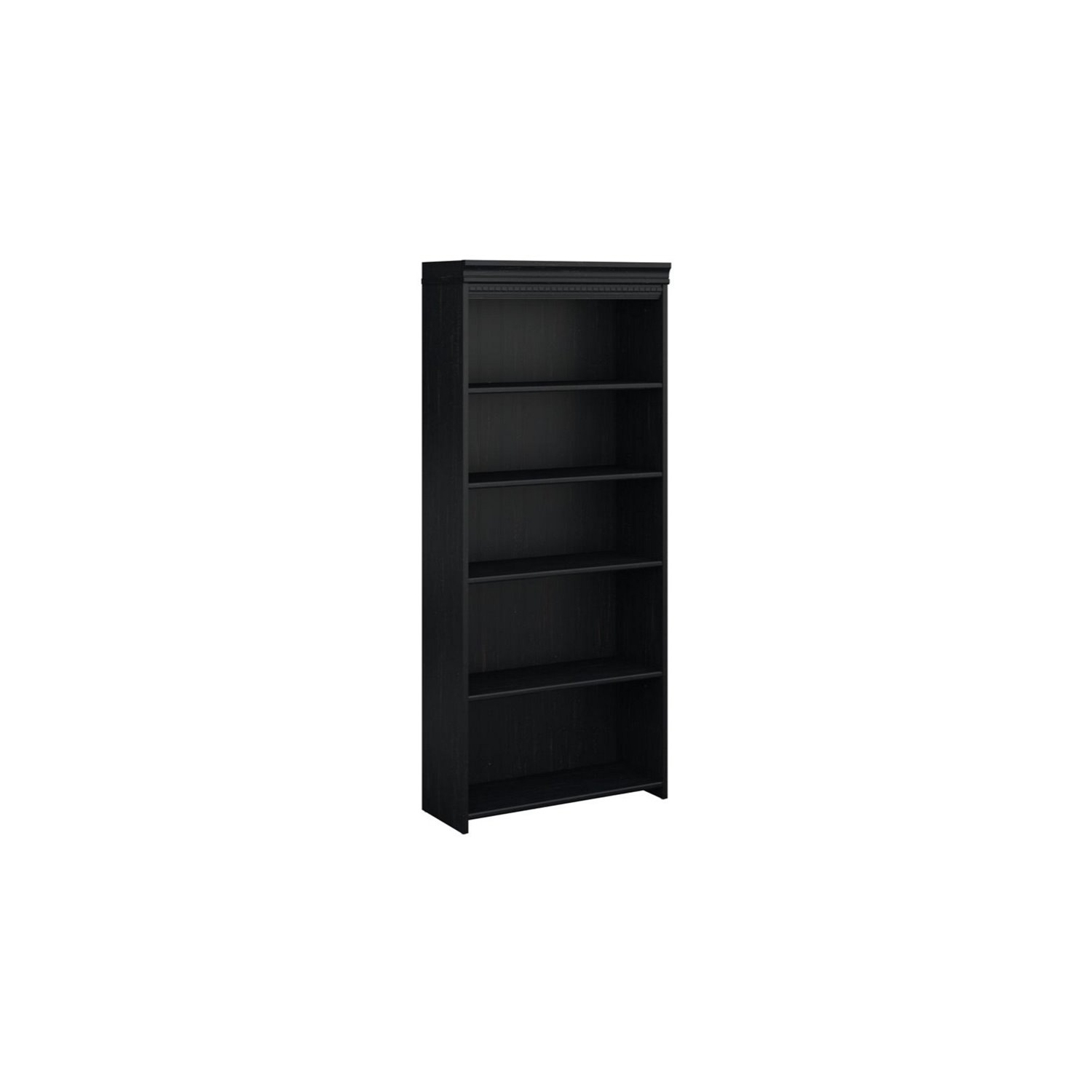 Bowery Hill 5 Shelf Bookcase in Antique Black - Engineered wood
