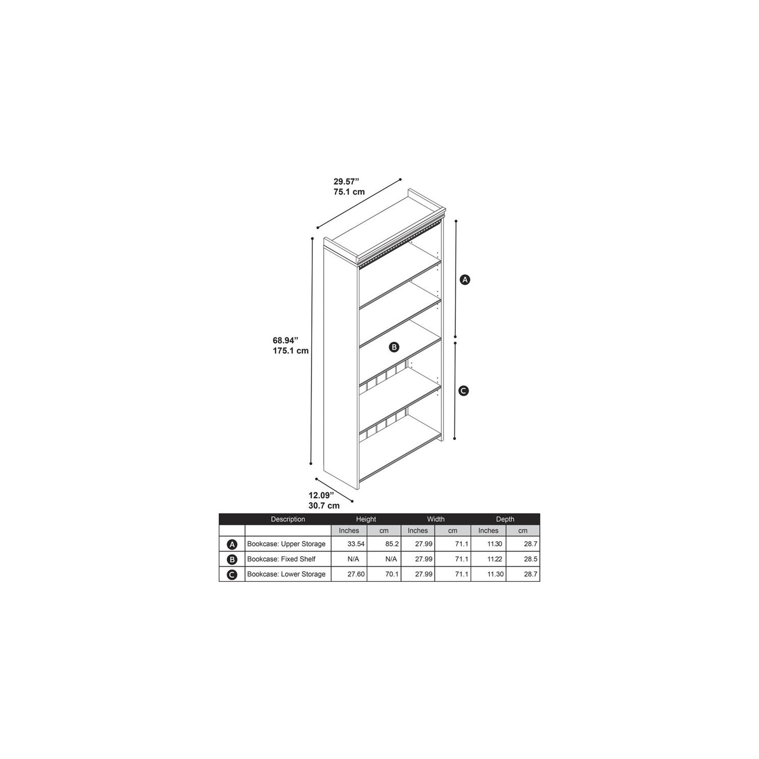 Scranton & Co 5 Shelf Bookcase in Antique Black