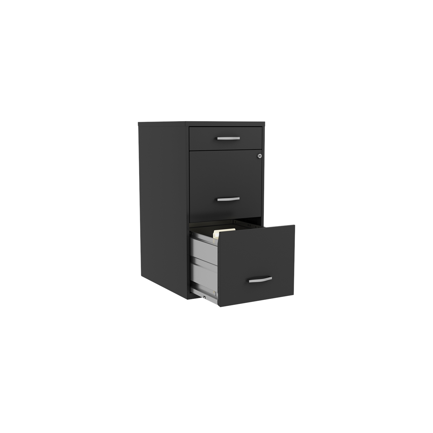 Space Solutions 18in Deep 3 Drawer Metal Organizer File Cabinet Black