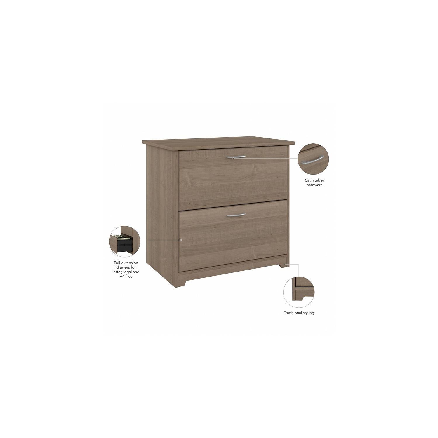 Cabot 2 Drawer Lateral File Cabinet in Ash Gray - Engineered Wood