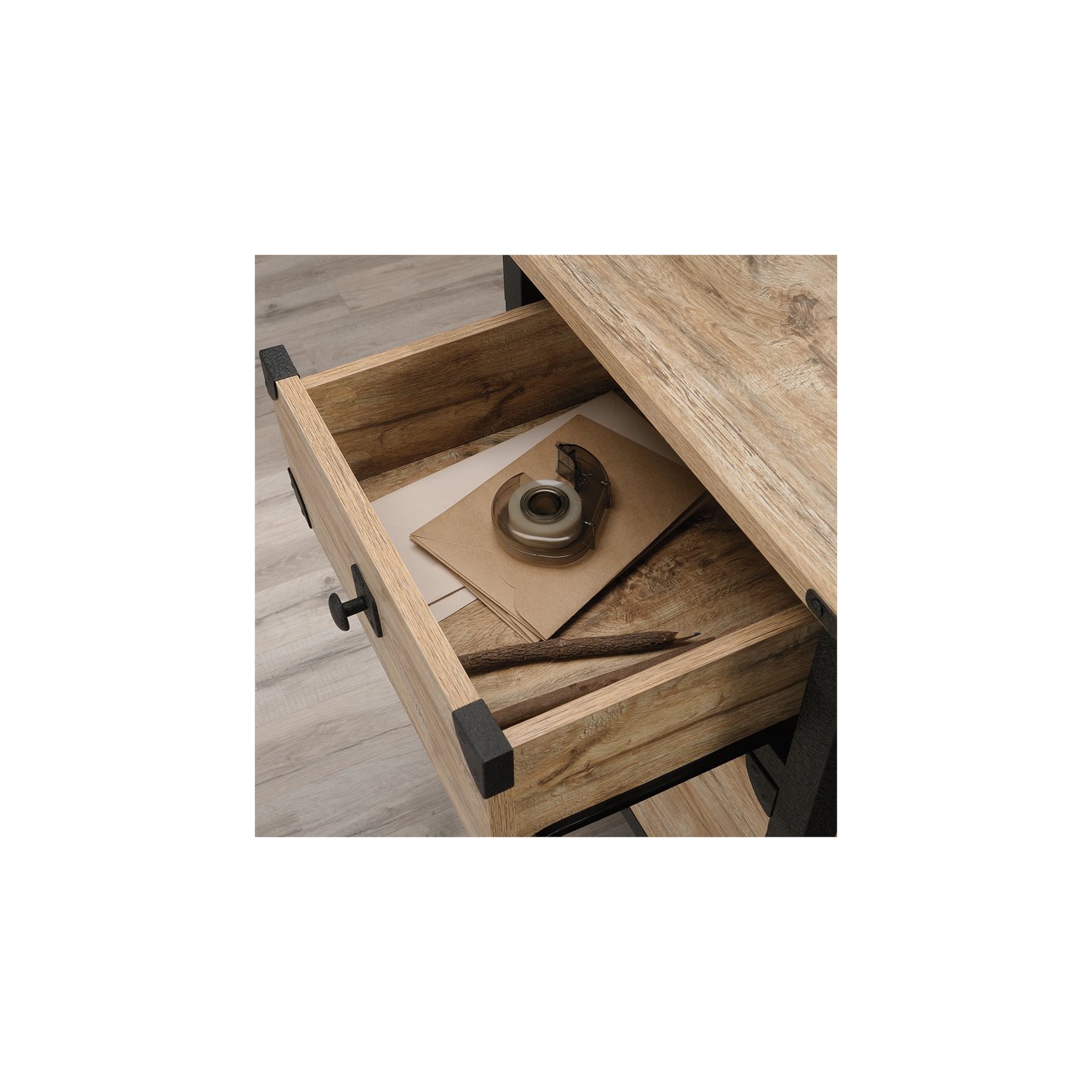 Sauder Steel River 2-Drawer Mobile File Cabinet in Milled Mesquite Beige