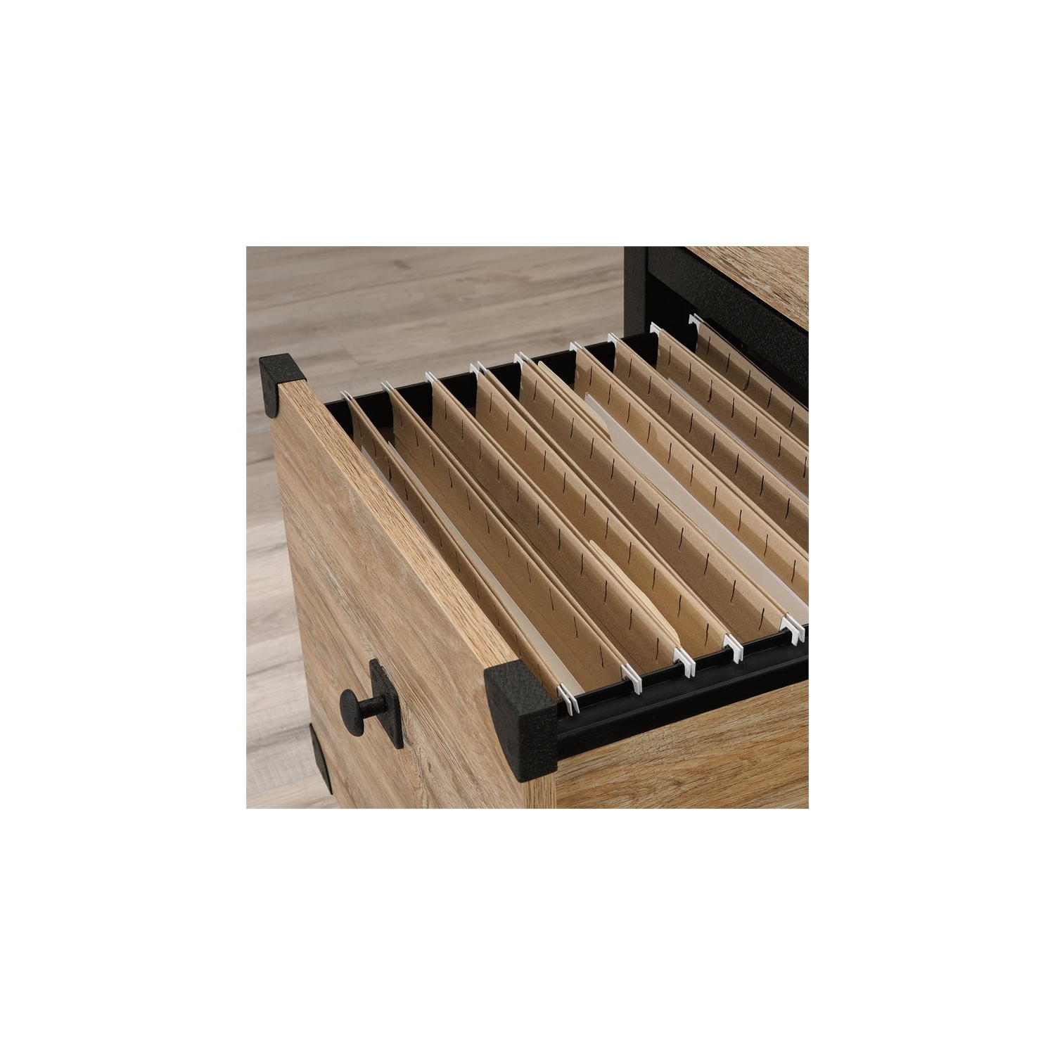 Sauder Steel River 2-Drawer Mobile File Cabinet in Milled Mesquite Beige