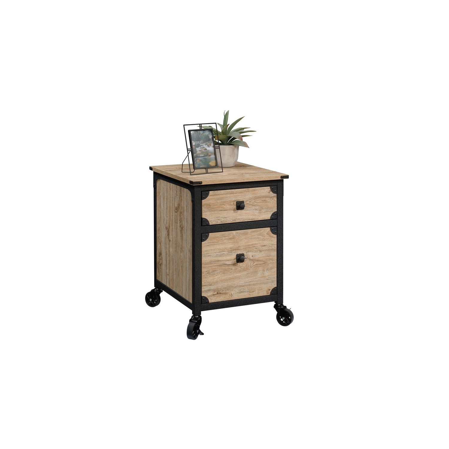 Sauder Steel River 2-Drawer Mobile File Cabinet in Milled Mesquite Beige