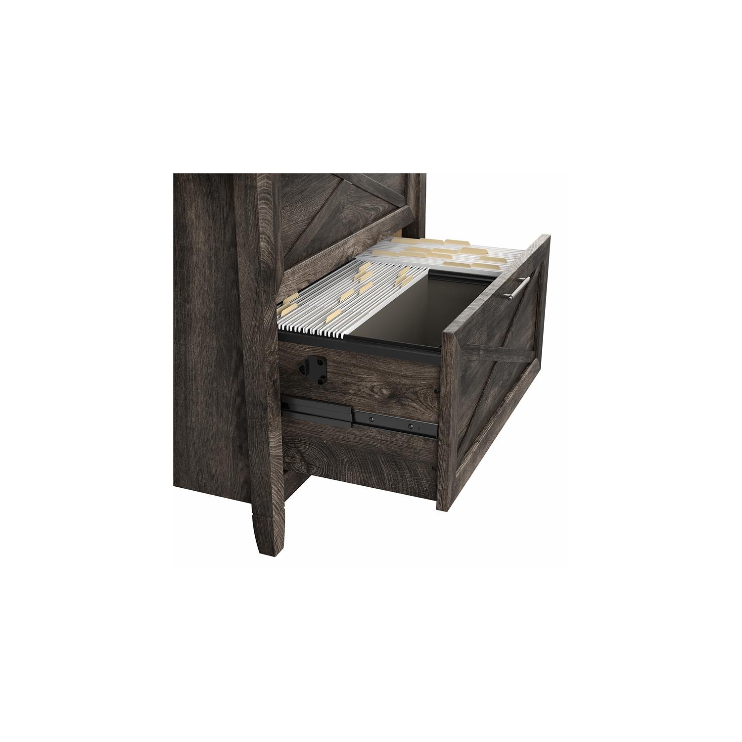Key West 2 Drawer Lateral File Cabinet in Dark Gray Hickory - Engineered Wood
