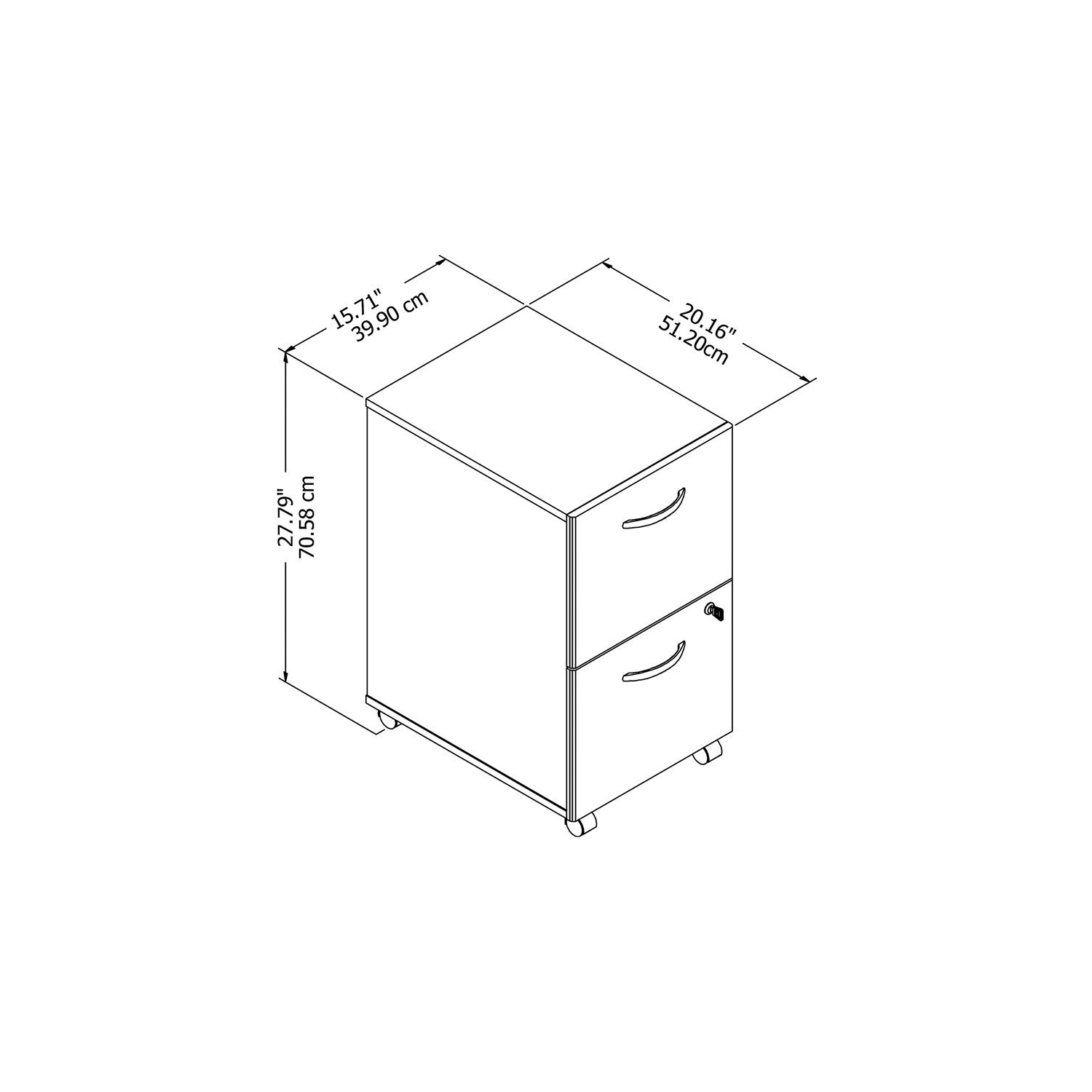 Scranton & Co Furniture 2 Drawer Mobile File Cabinet in Platinum Gray