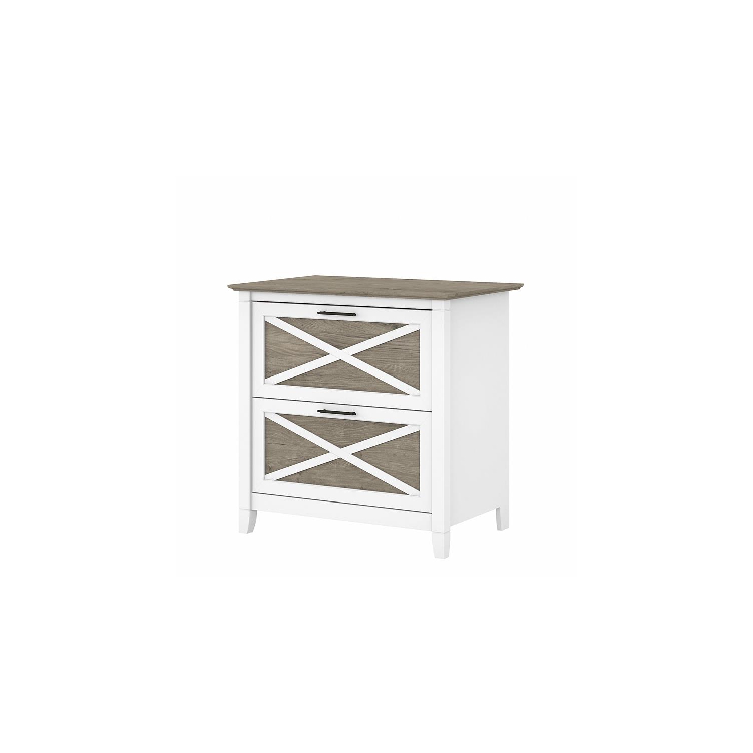 Bush Furniture Key West 2 Drawer File Cabinet in White & Gray