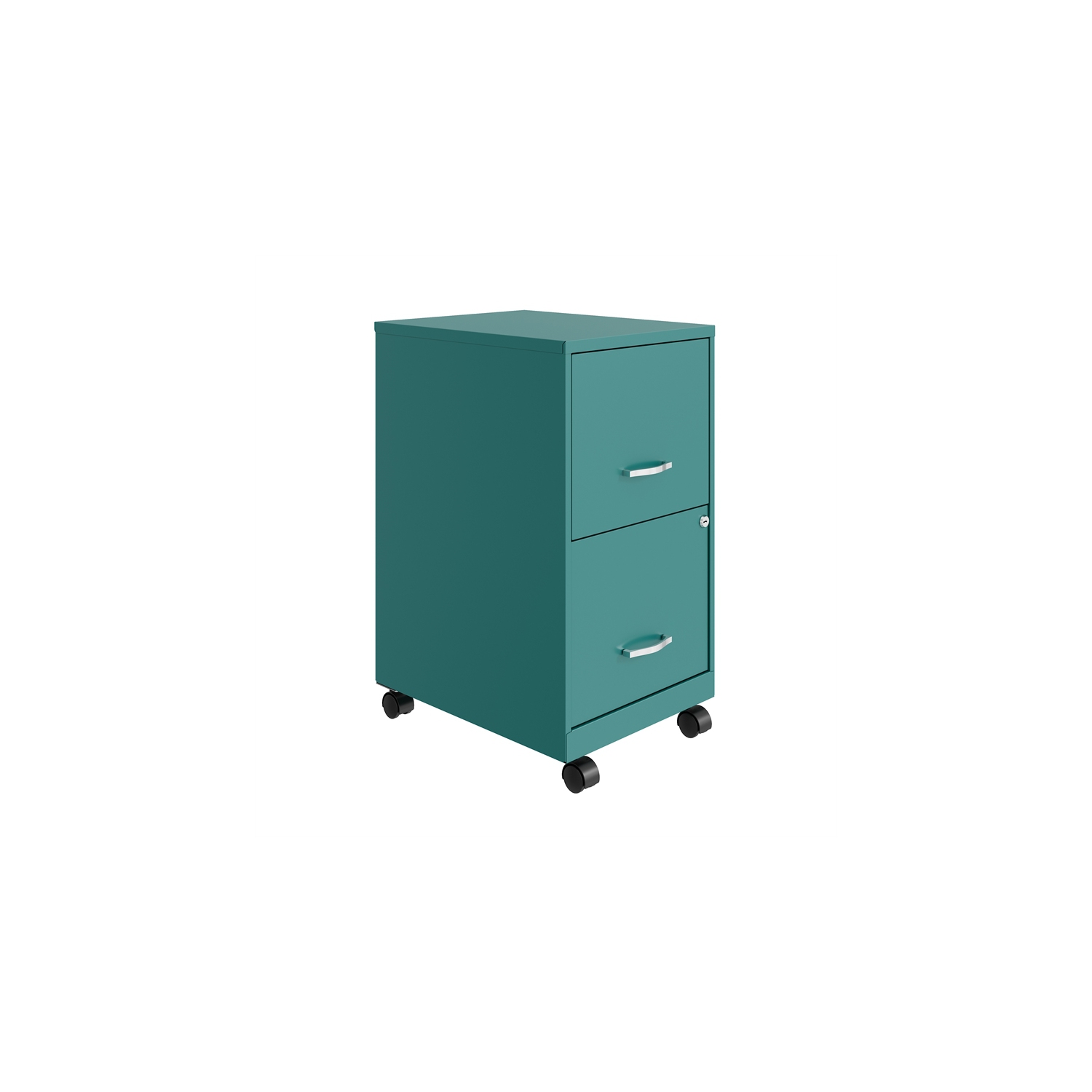 Space Solutions 18in 2 Drawer Metal Mobile Smart Vertical File Cabinet Turquoise