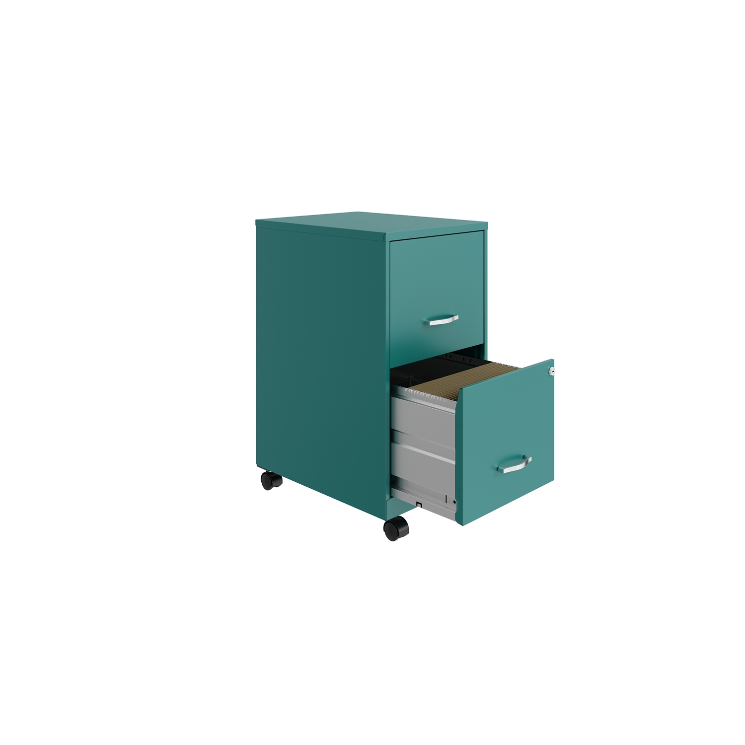 Space Solutions 18in 2 Drawer Metal Mobile Smart Vertical File Cabinet Turquoise
